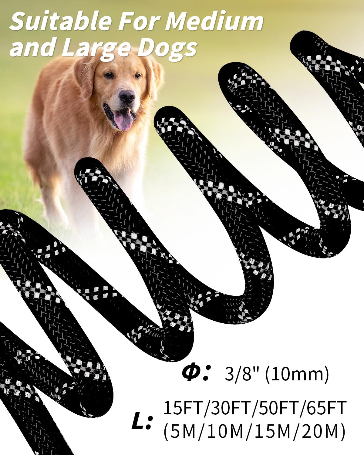 Foto 7 pulgar | Training Leash Joytale - Correa Larga Para Perros (10 Mm X 5 M), Color Negro - Venta Internacional.