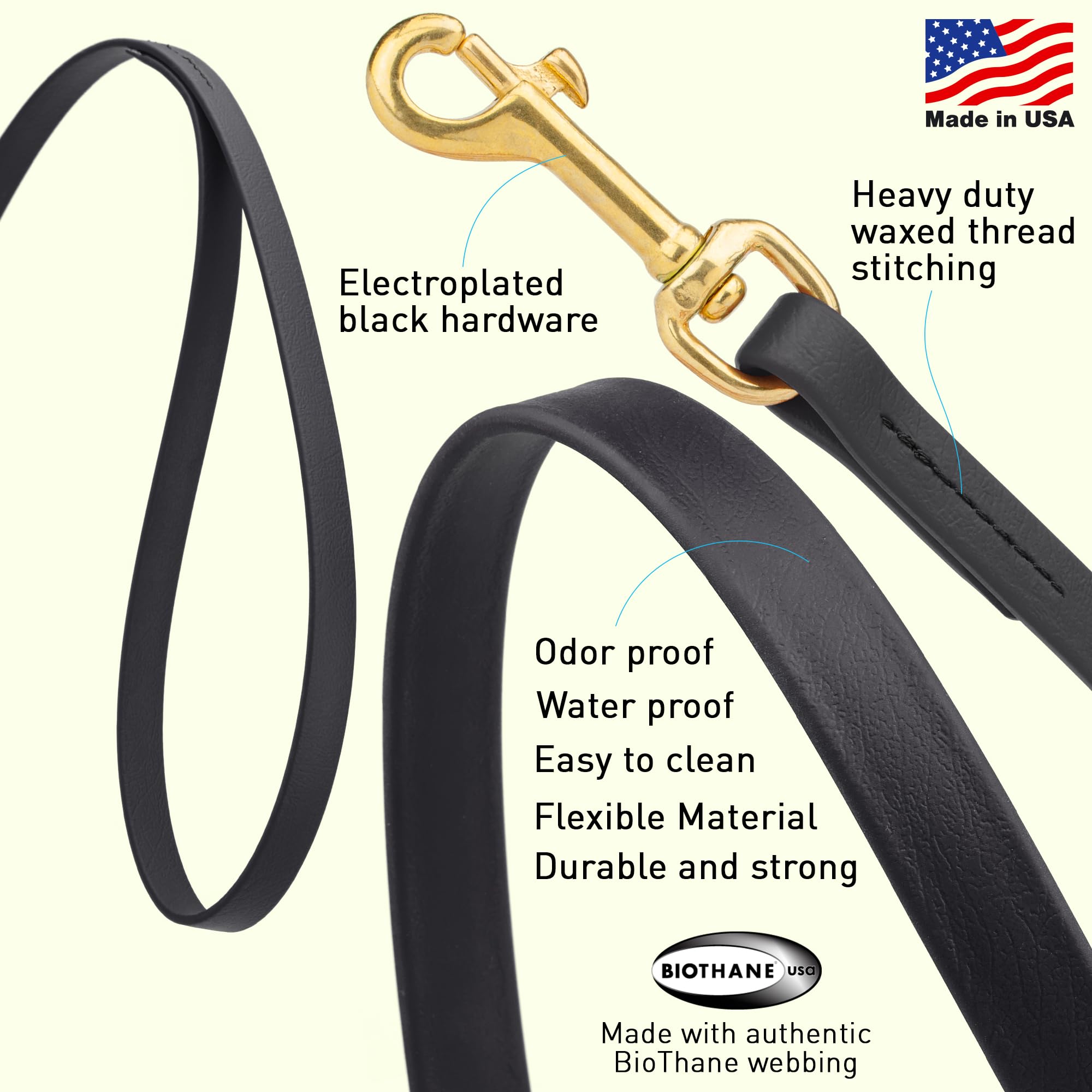 Foto 3 pulgar | Correa De Trabajo Dog Lead Viper Biothane De 1,8 M Para Perros, Color Negro - Venta Internacional.