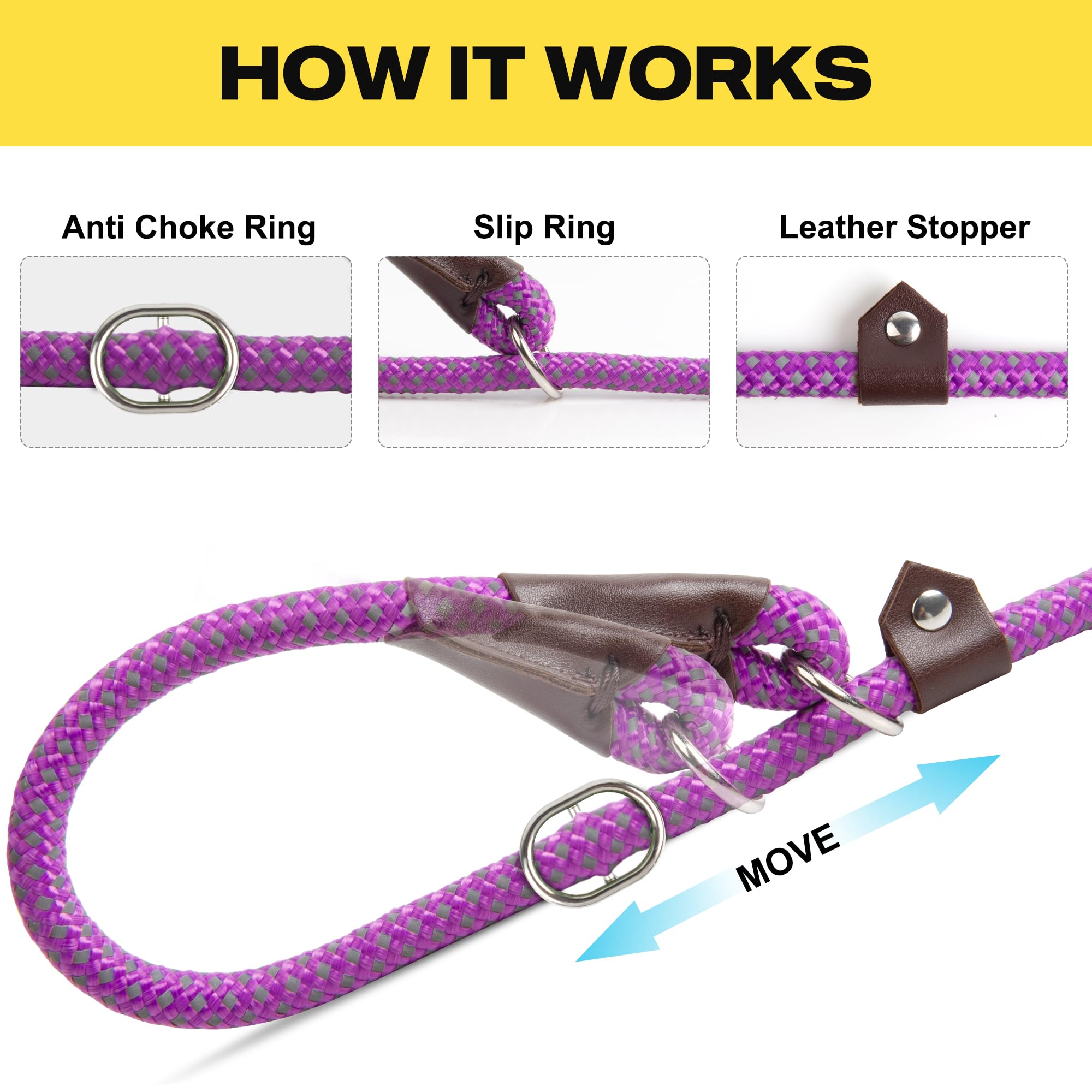 Foto 5 pulgar | Correas Antideslizantes Para Perros Fida, Resistentes, Cómodas, Moradas, 4 Pies - Venta Internacional.