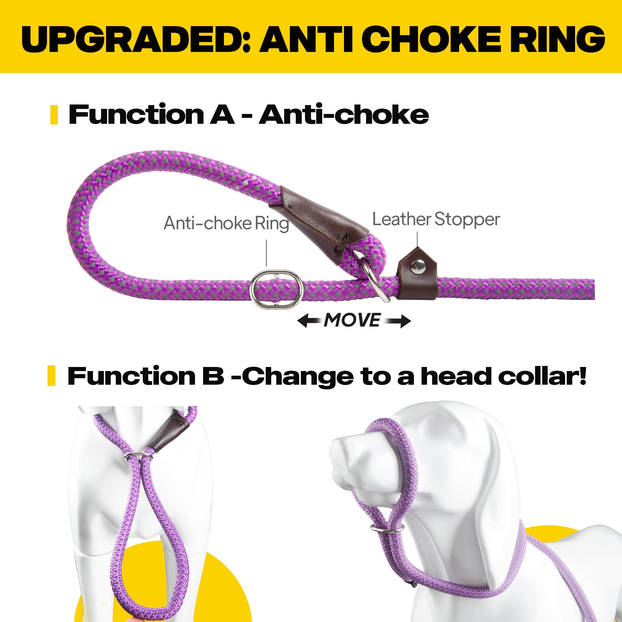 Foto 4 pulgar | Correa Para Perro Slip Lead Fida Durable De 1,8 M X 1,3 Cm, Color Morado - Venta Internacional.