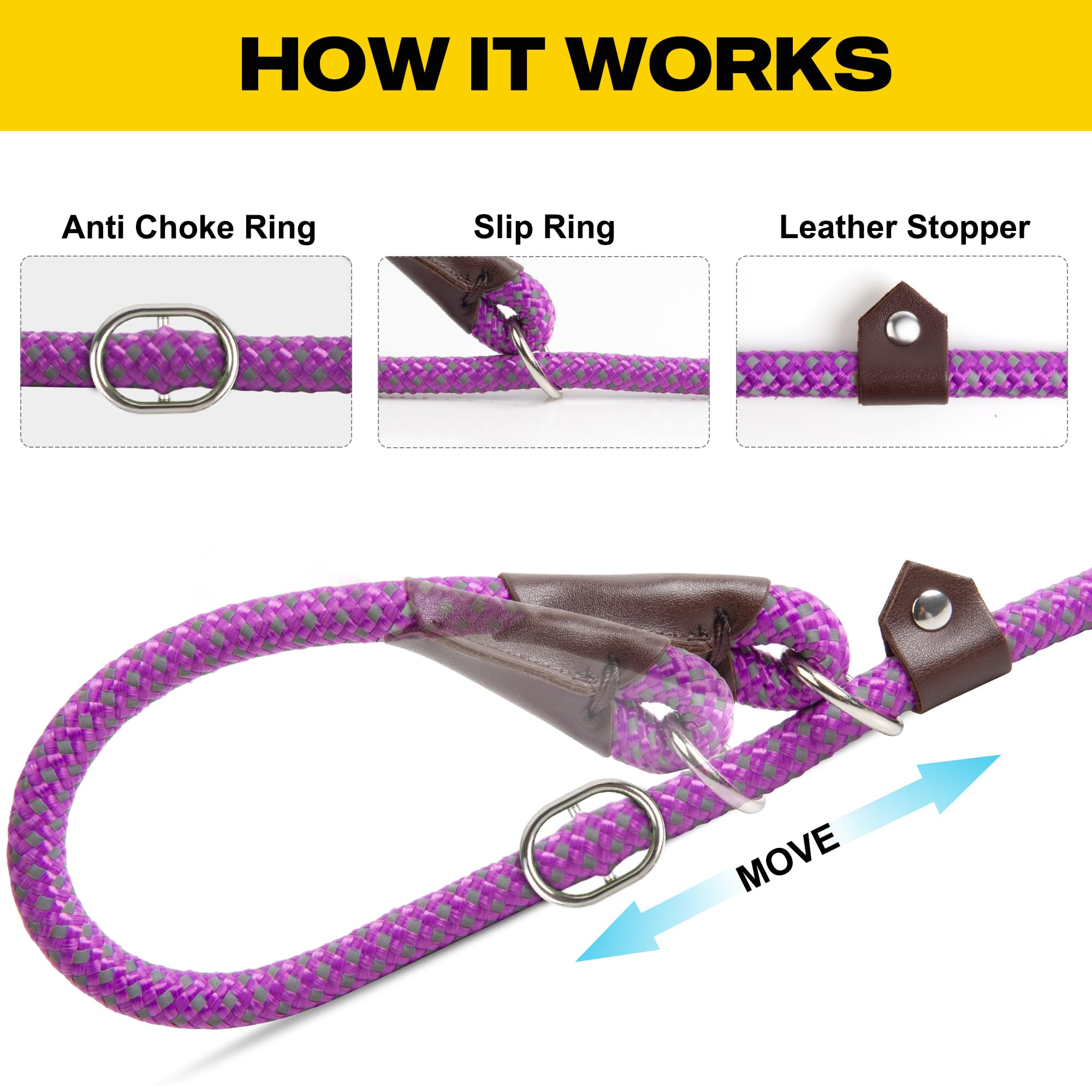 Foto 5 pulgar | Correa Para Perro Slip Lead Fida Durable De 1,8 M X 1,3 Cm, Color Morado - Venta Internacional.