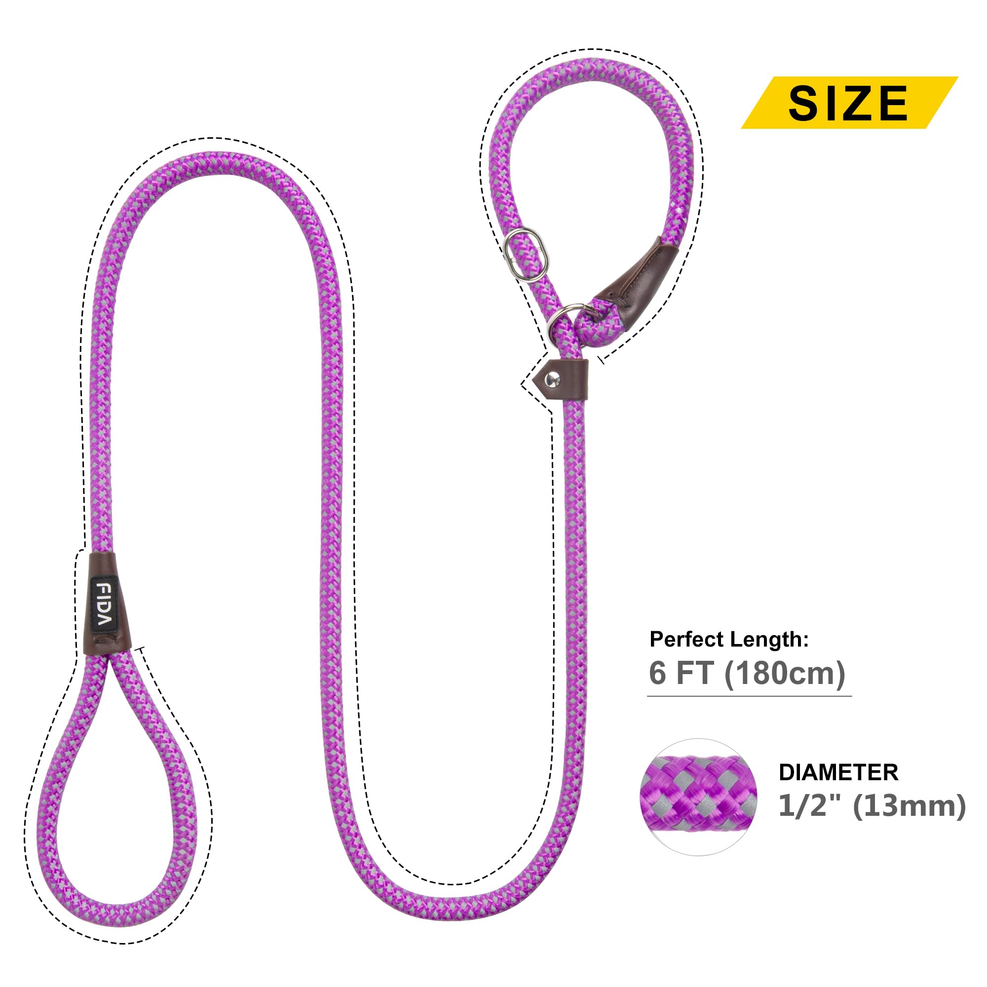 Foto 6 pulgar | Correa Para Perro Slip Lead Fida Durable De 1,8 M X 1,3 Cm, Color Morado - Venta Internacional.