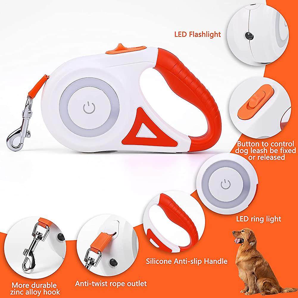 Foto 2 pulgar | Correa Retráctil Para Perros Huoguo De 5 M, Extensible Con Luz Táctil - Venta Internacional.