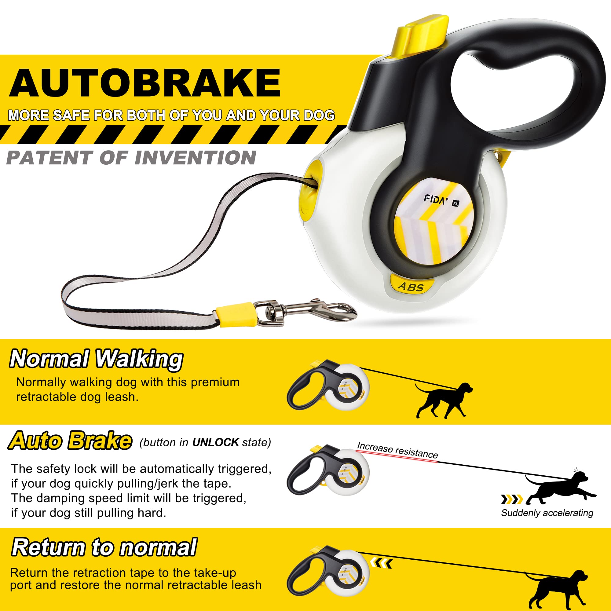 Foto 3 pulgar | Correa Retráctil Para Perros Fida Autobrake De 16 Pies, Resistente, Para Personas Grandes - Venta Internacional.