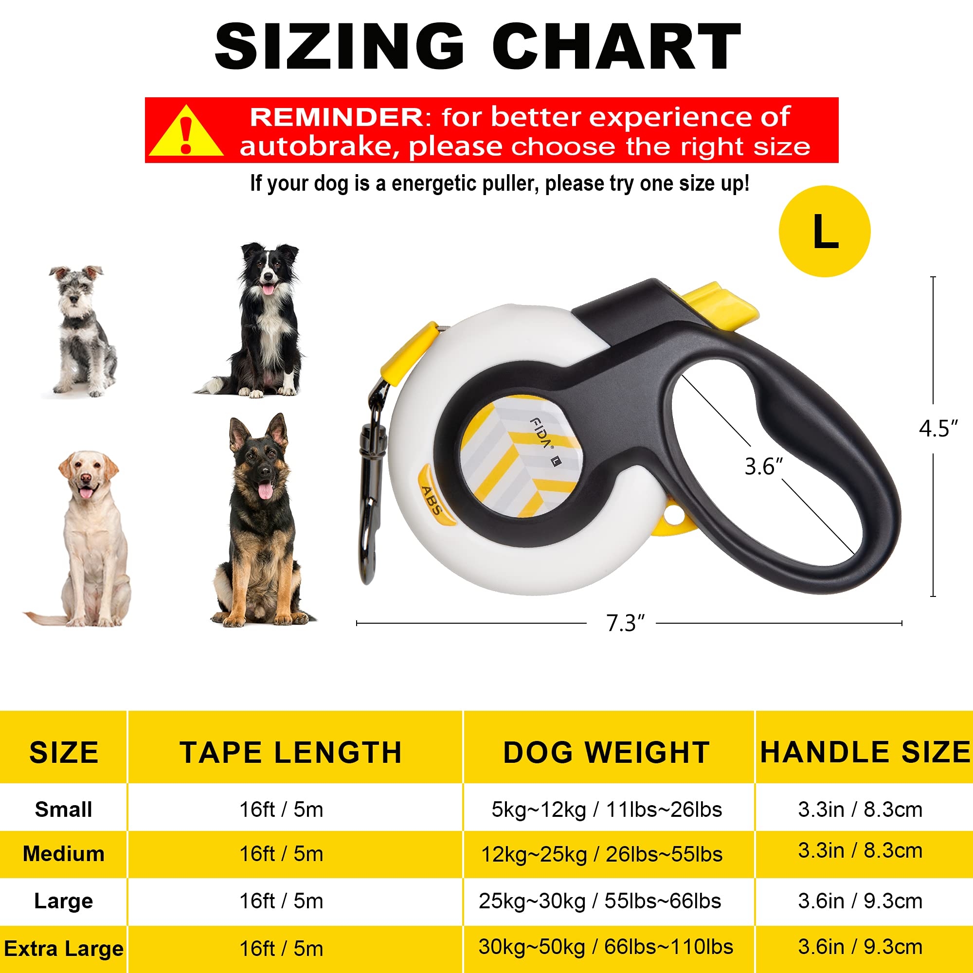 Foto 6 pulgar | Correa Retráctil Para Perros Fida Autobrake De 16 Pies, Resistente, Para Personas Grandes - Venta Internacional.