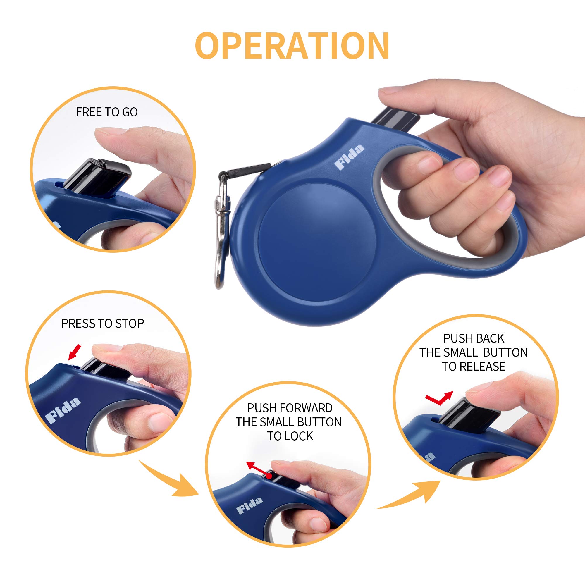 Foto 5 pulgar | Correa Retráctil Para Perros Fida De 16 Pies, Resistente, Para Perros O Gatos Pequeños - Venta Internacional.
