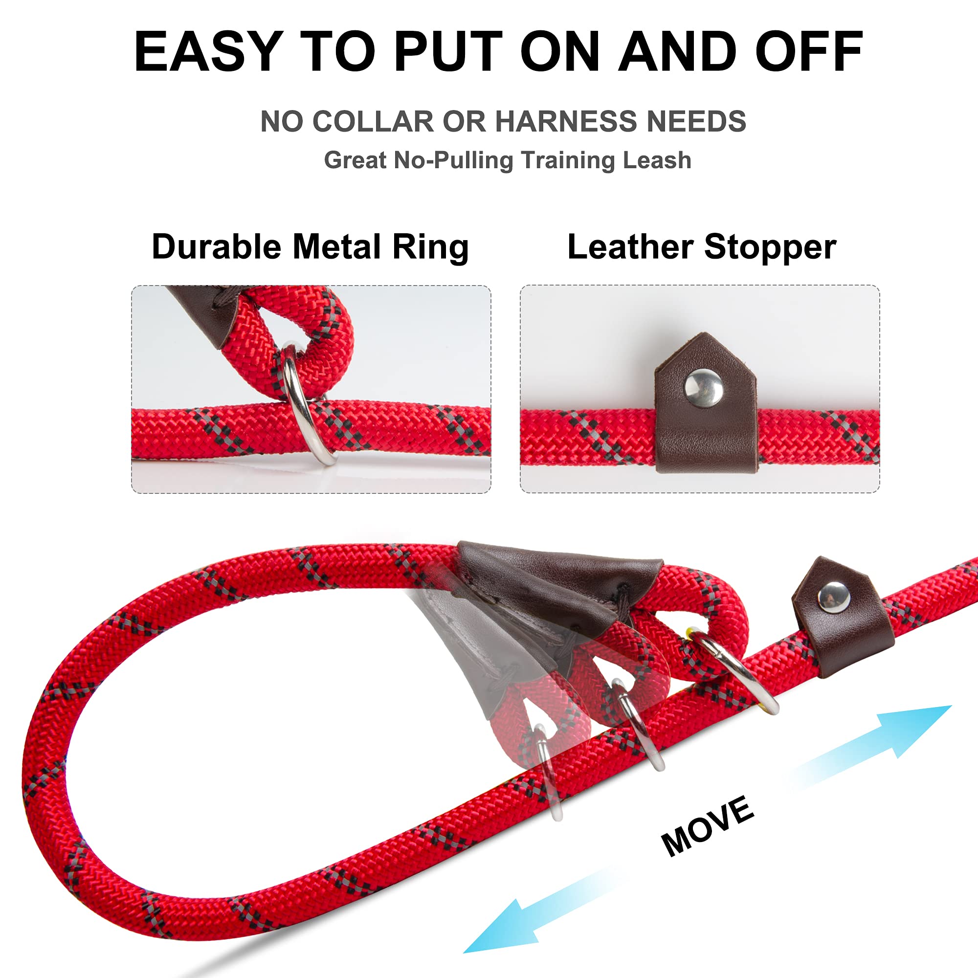 Foto 4 pulgar | Slip Lead Fida Durable, 6 Pies X 3/8 Pulgadas, Para Perros Pequeños, Nailon Rojo - Venta Internacional.