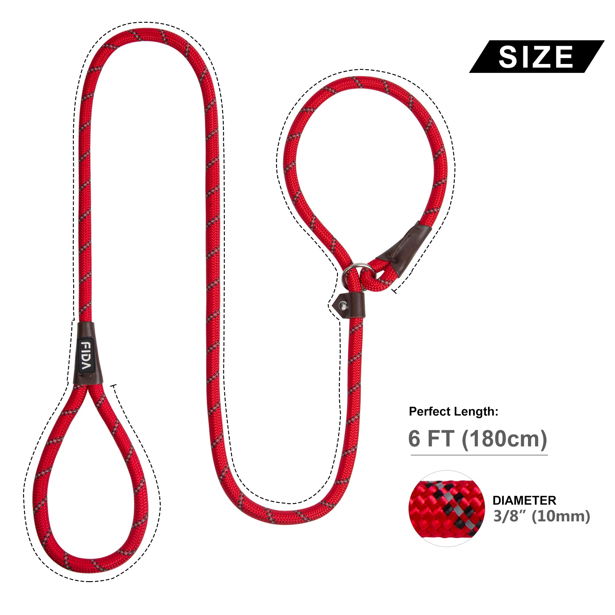 Foto 5 pulgar | Slip Lead Fida Durable, 6 Pies X 3/8 Pulgadas, Para Perros Pequeños, Nailon Rojo - Venta Internacional.