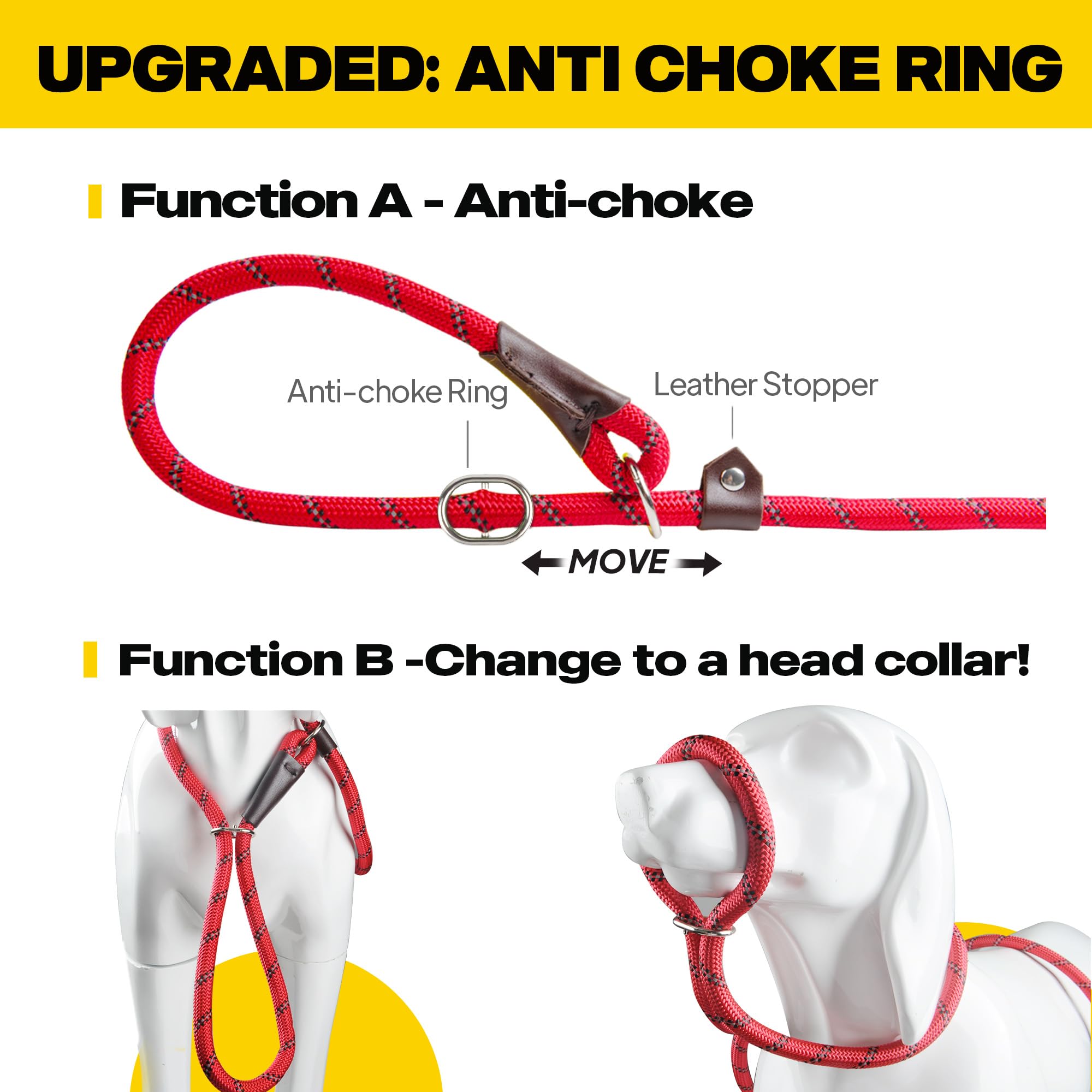 Foto 4 pulgar | Slip Lead Fida Durable De 1,8 M X 1,3 Cm Para Perros Grandes Y Medianos, Color Rojo - Venta Internacional.