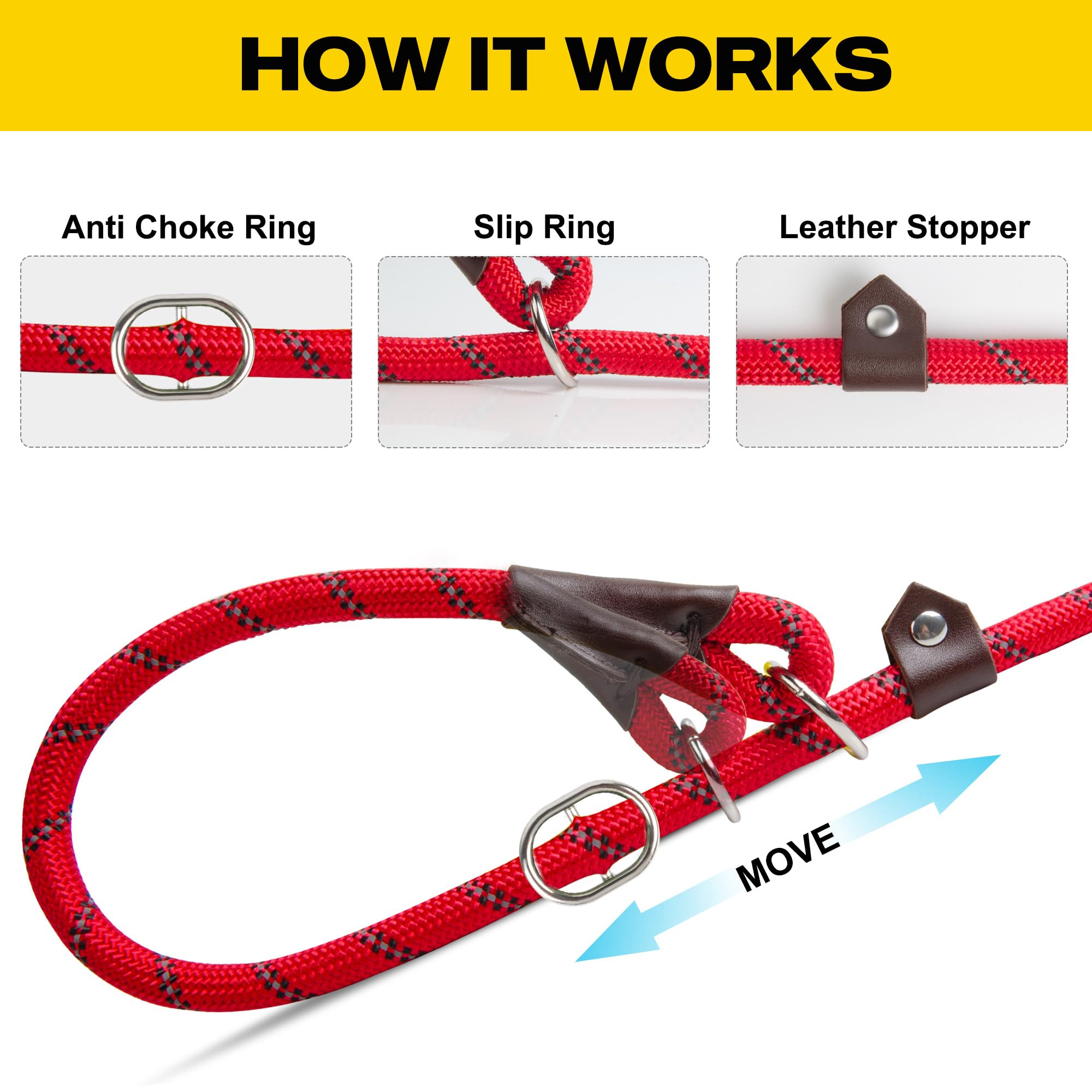 Foto 5 pulgar | Slip Lead Fida Durable De 1,8 M X 1,3 Cm Para Perros Grandes Y Medianos, Color Rojo - Venta Internacional.