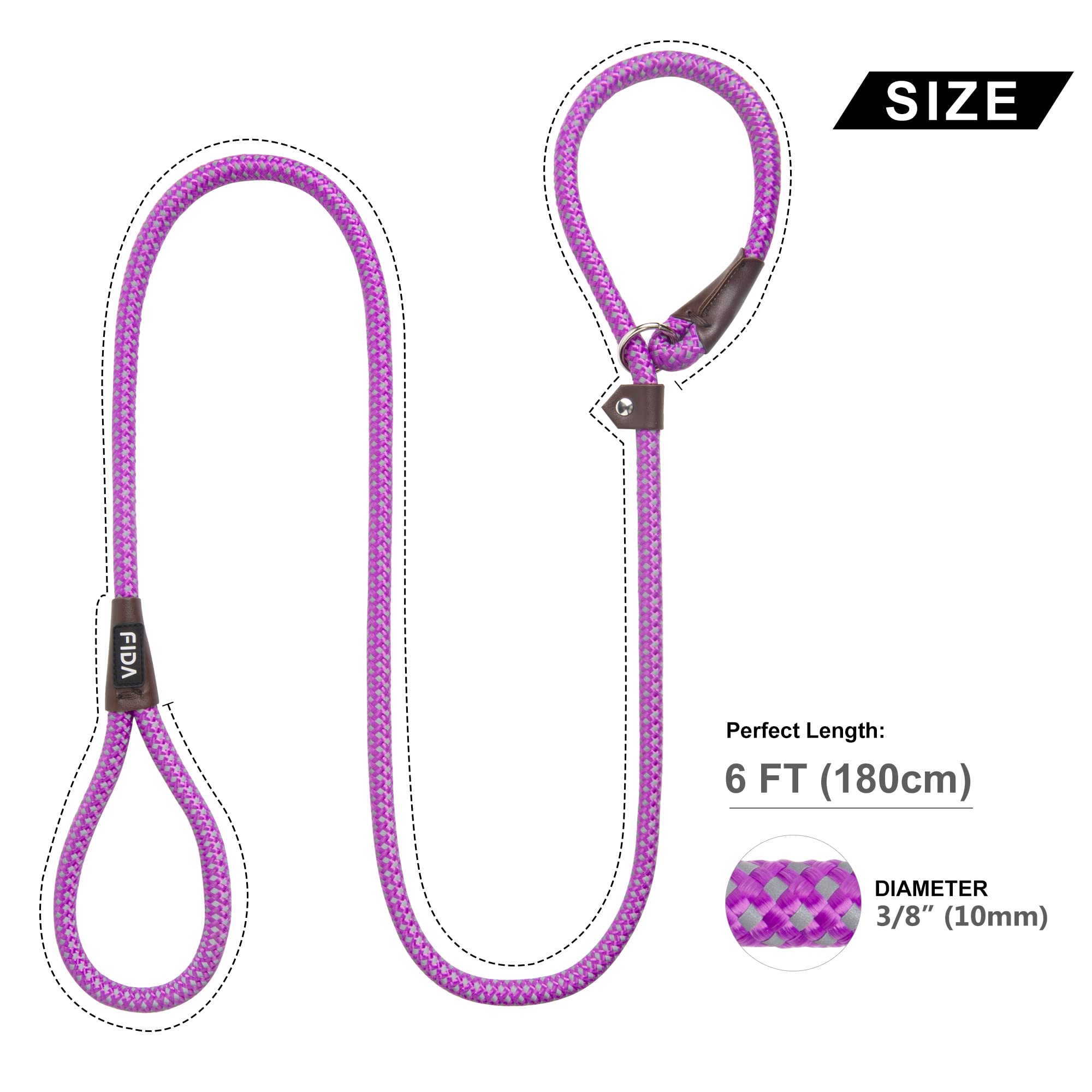 Foto 5 pulgar | Slip Lead Fida Durable, 6 Pies X 3/8 Pulgadas, Morado Para Perros Pequeños - Venta Internacional.
