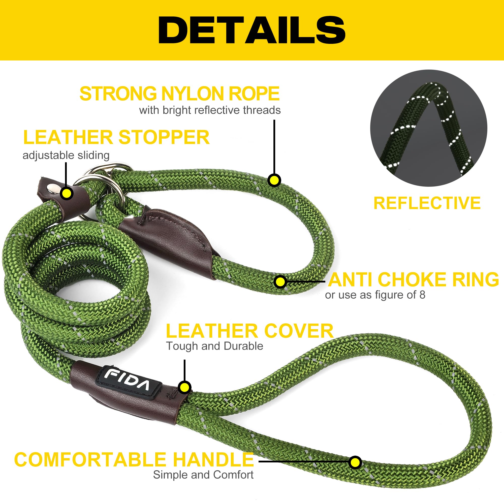 Foto 3 pulgar | Cordones Antideslizantes Para Perros Fida, Resistentes, Cómodos, De 4 Pies - Venta Internacional.