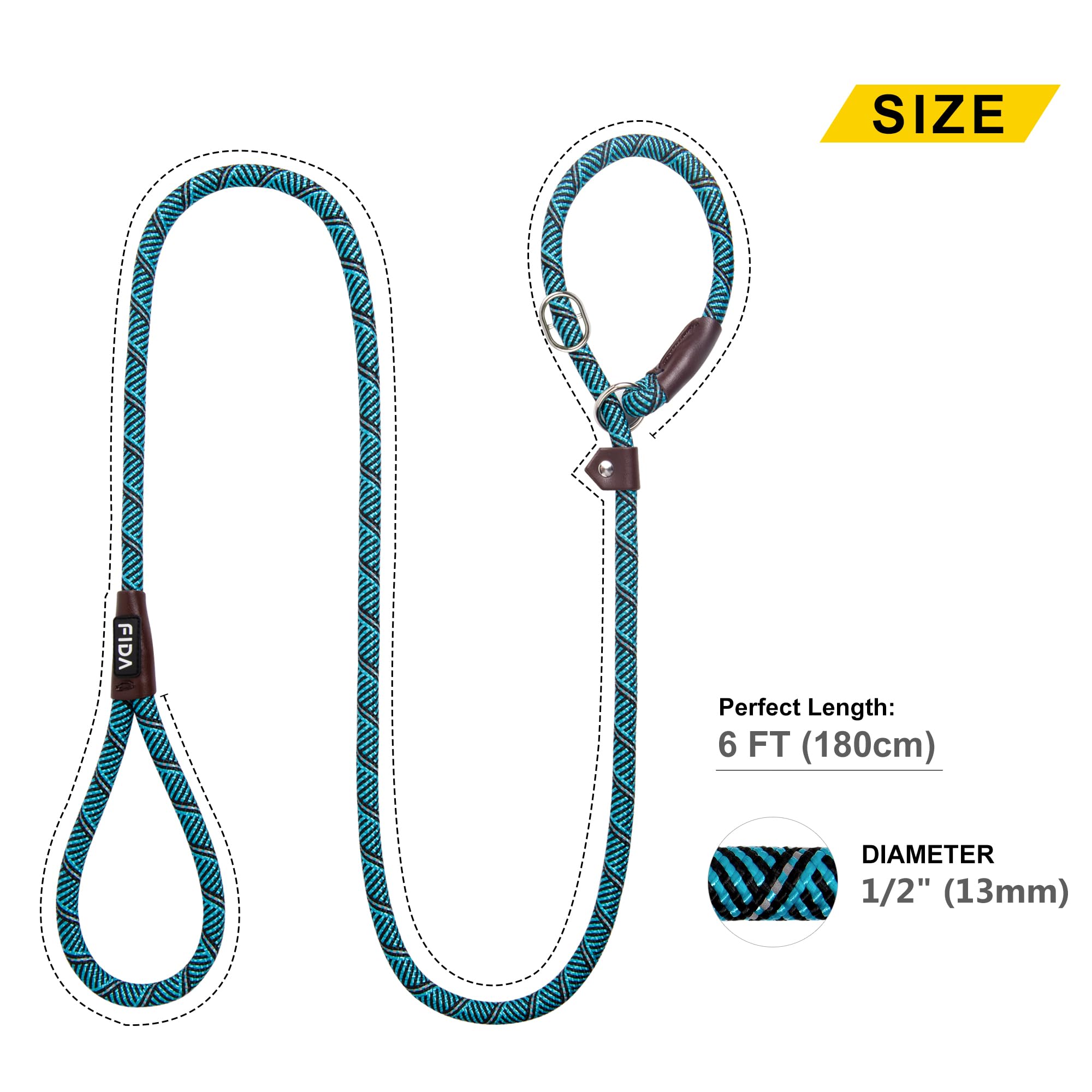 Foto 6 pulgar | Correa Para Perro Slip Lead Fida Durable De 1,8 M X 1,3 Cm De Nailon Azul - Venta Internacional.