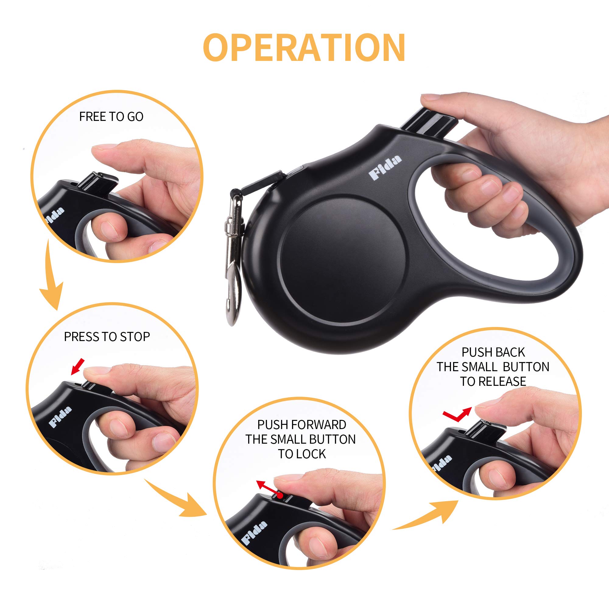 Foto 5 pulgar | Correa Retráctil Para Perros Fida Heavy Duty De 16 Pies Para Perros Pequeños Y Medianos - Venta Internacional.
