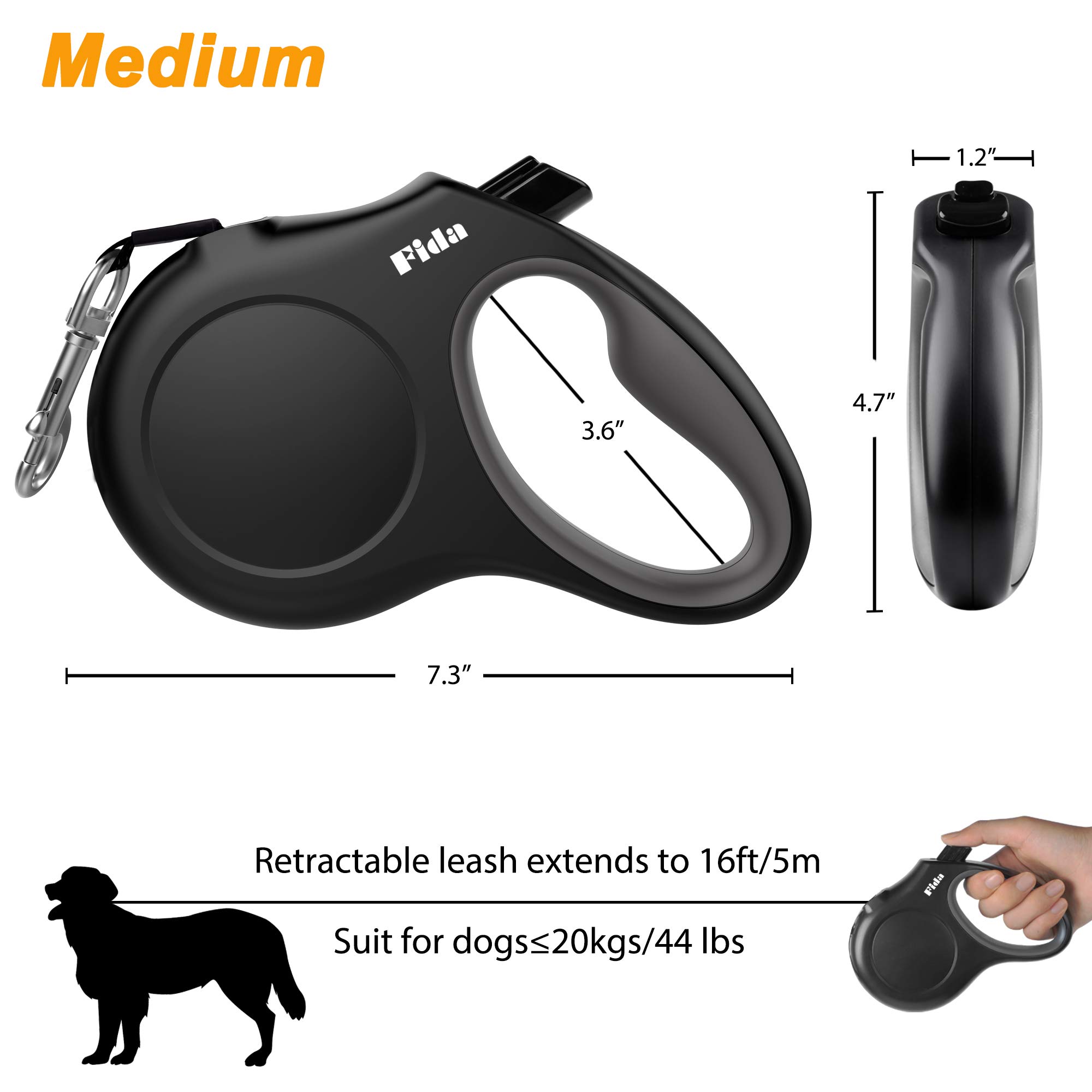 Foto 7 pulgar | Correa Retráctil Para Perros Fida De 16 Pies Para Perros O Gatos Medianos De 20 Kg - Venta Internacional.