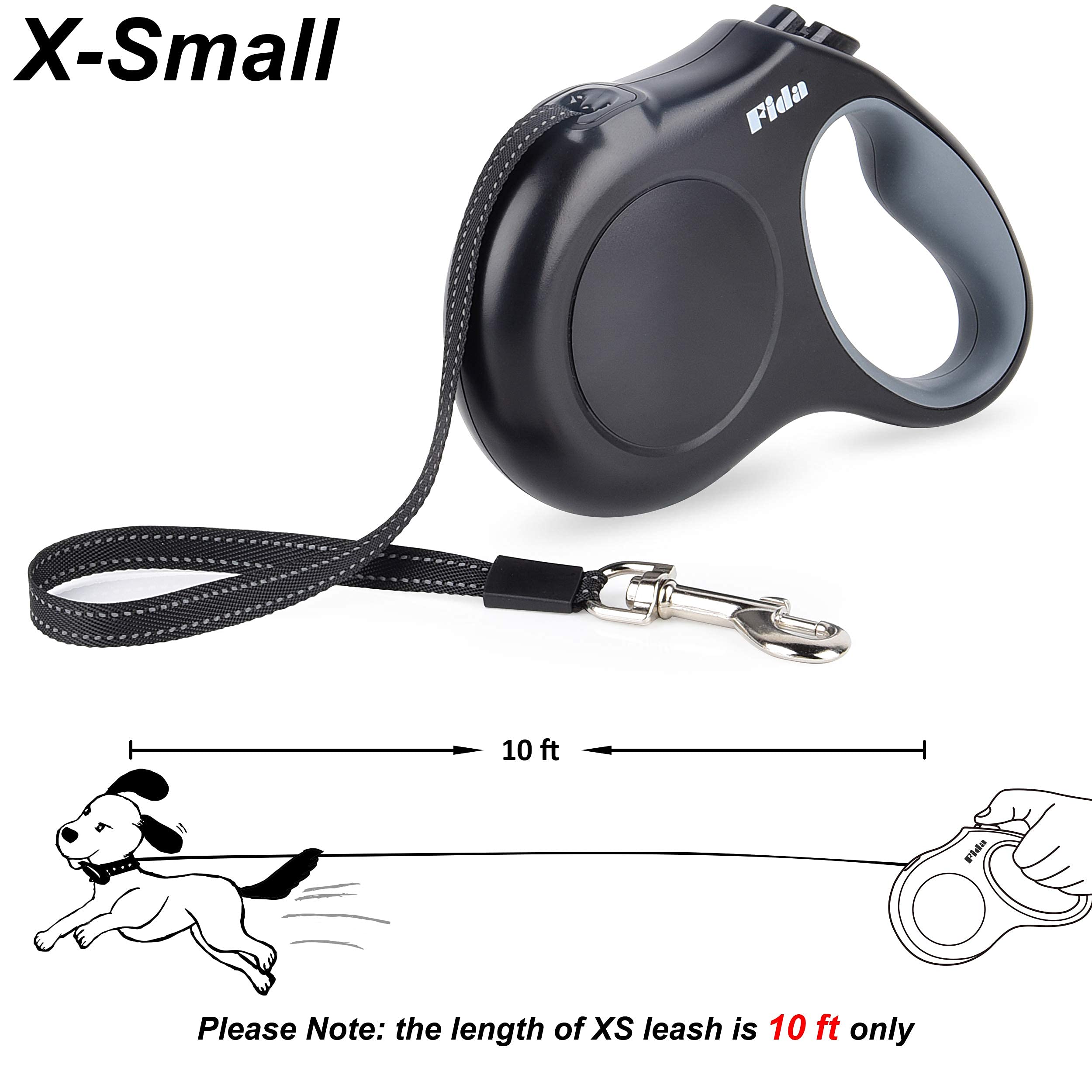 Foto 4 pulgar | Correa Retráctil Para Perros Fida X-small Breed De 10 Pies Para 8 Kg, Negra - Venta Internacional.