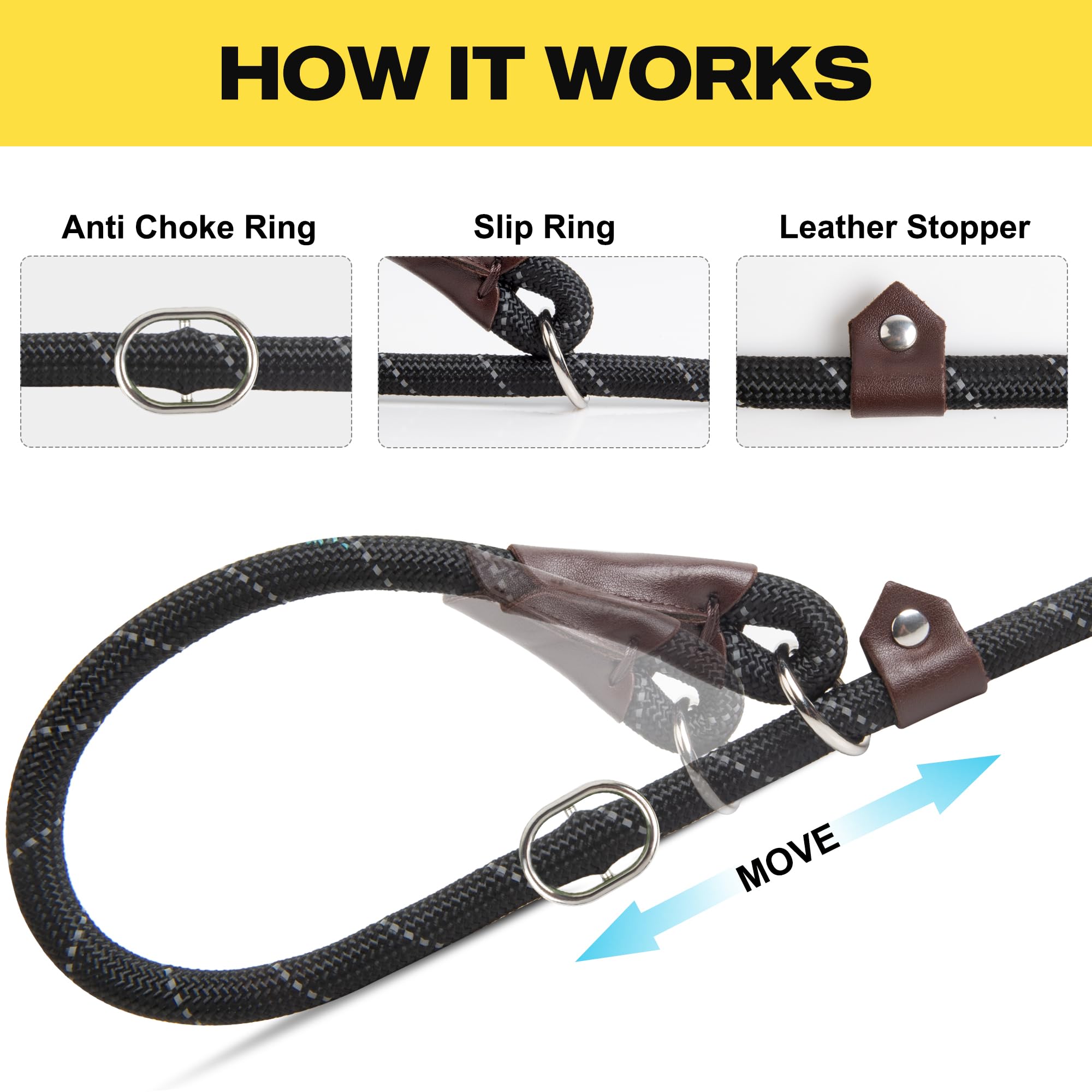 Foto 5 pulgar | Cordones Antideslizantes Para Perros Fida, Resistentes, Cómodos, De 4 Pies, Negros - Venta Internacional.