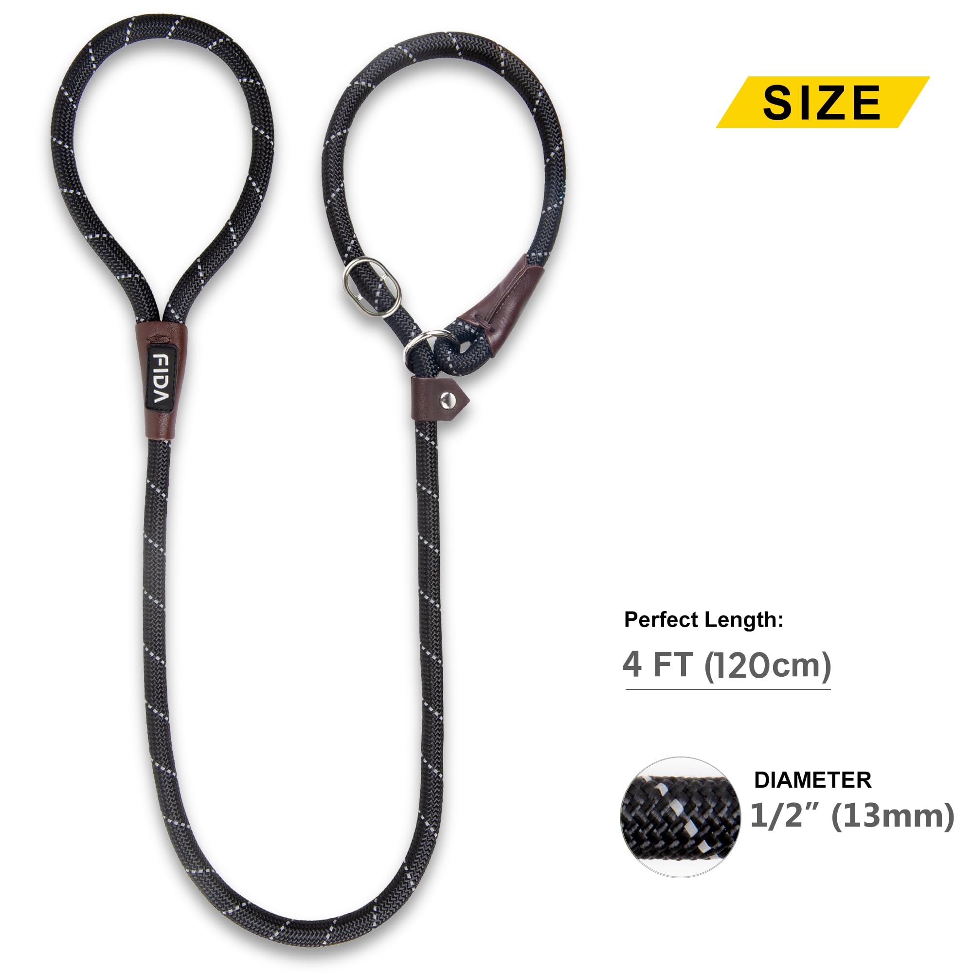 Foto 6 pulgar | Cordones Antideslizantes Para Perros Fida, Resistentes, Cómodos, De 4 Pies, Negros - Venta Internacional.