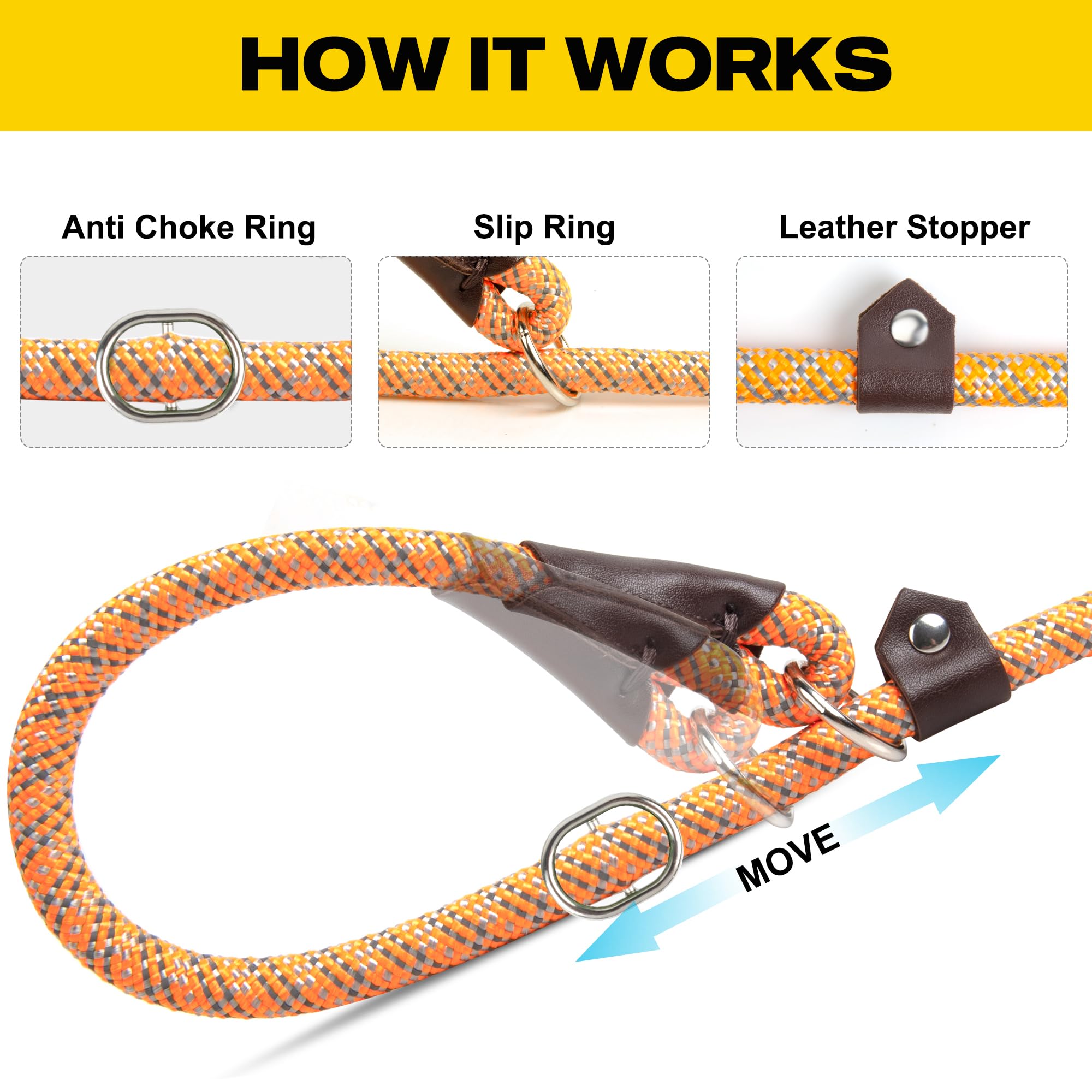 Foto 4 pulgar | Correa Para Perros Fida, Duradera, De Nailon, 6 Pies X 3/8 Pulgadas, Naranja - Venta Internacional.