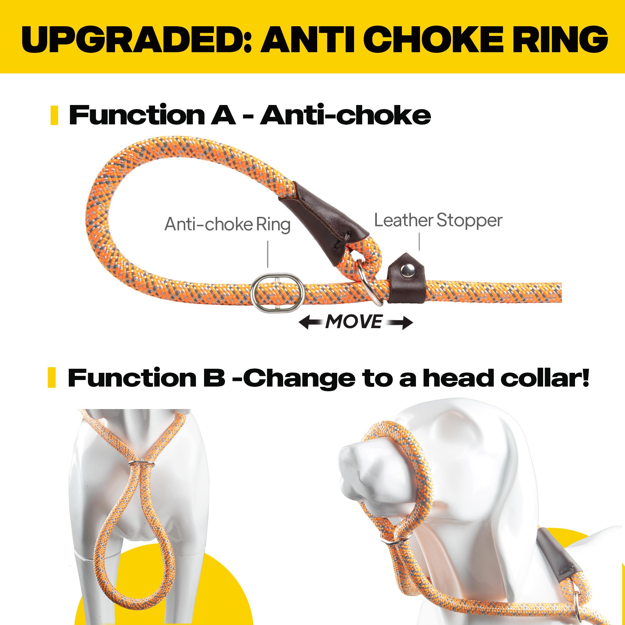 Foto 5 pulgar | Correa Para Perros Fida, Duradera, De Nailon, 6 Pies X 3/8 Pulgadas, Naranja - Venta Internacional.