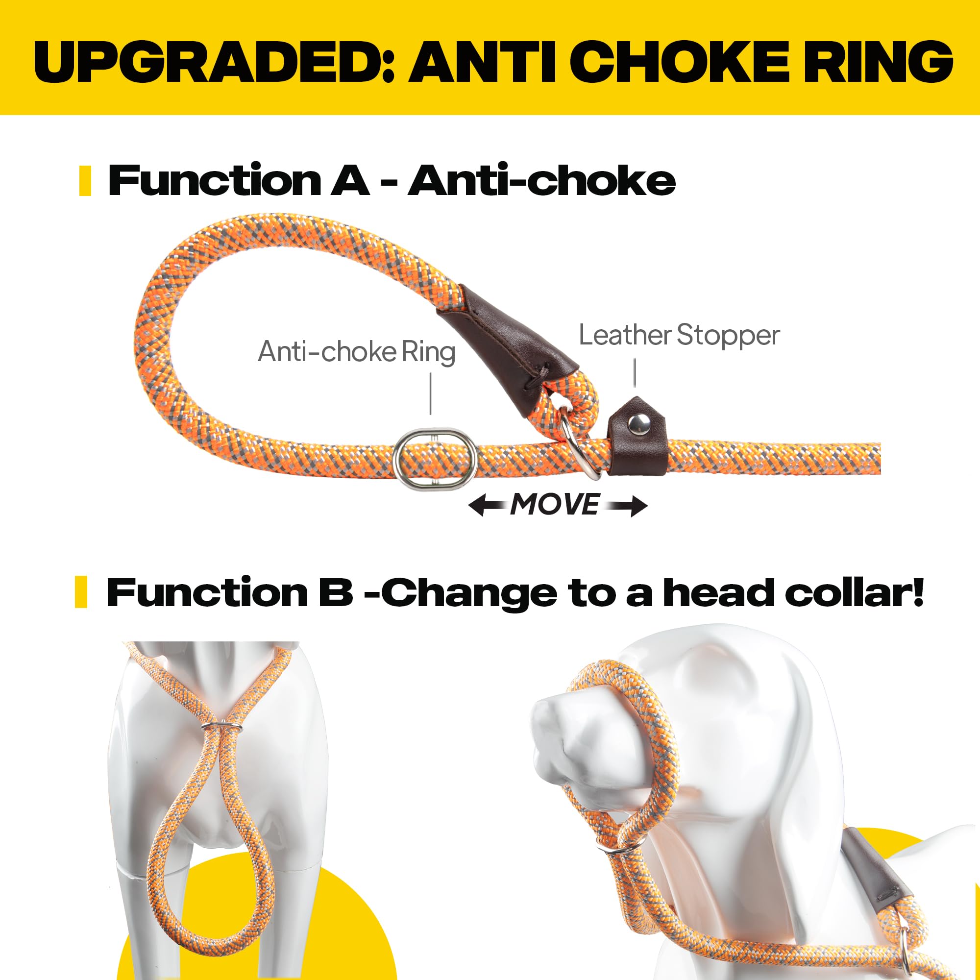 Foto 4 pulgar | Correa Slip Leads Para Perros Fida Heavy Duty, De Nailon, Color Naranja - Venta Internacional.