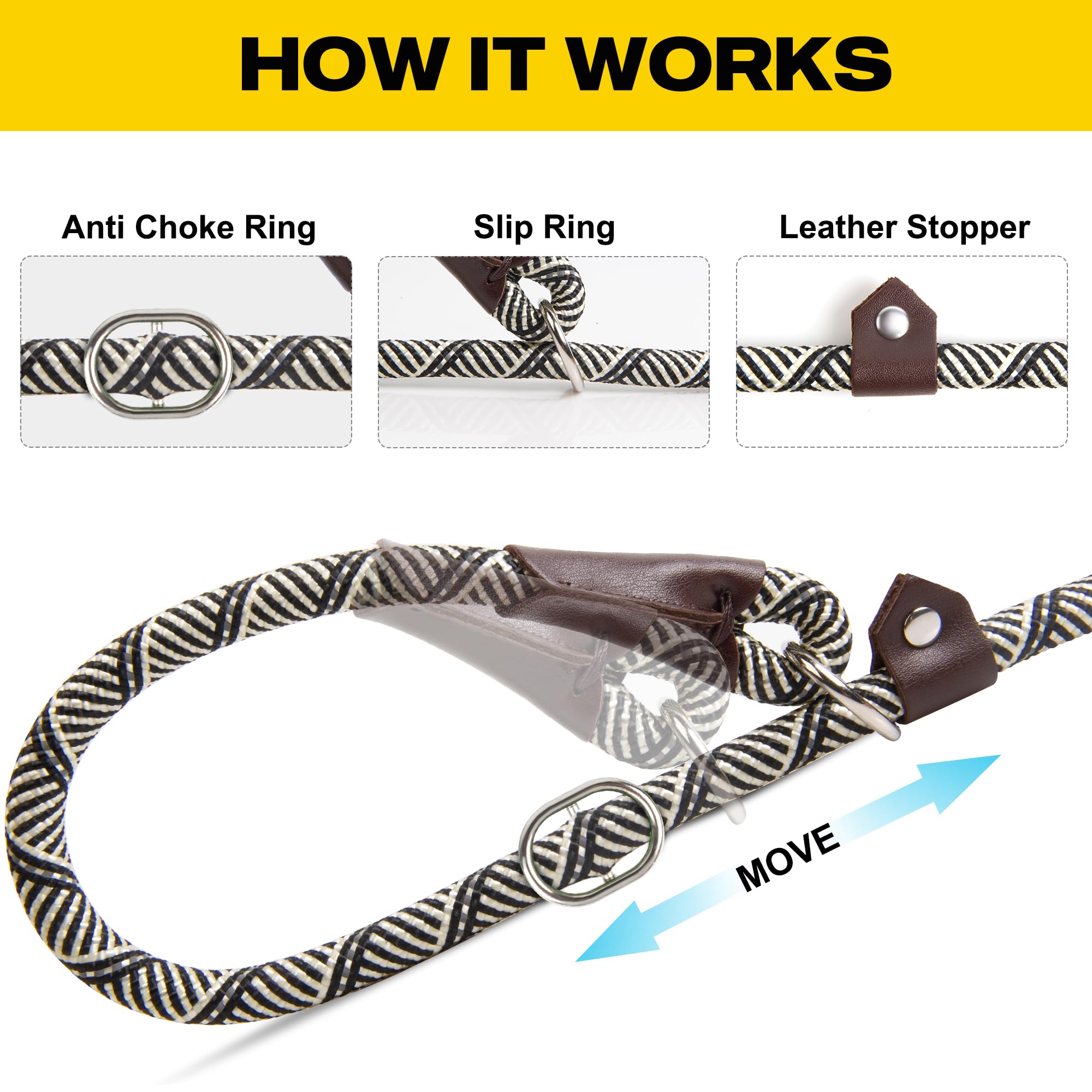 Foto 5 pulgar | Cuerda De Nailon Slip Lead Fida Durable De 1,8 M X 1,3 Cm Para Perro, Color Gris - Venta Internacional.