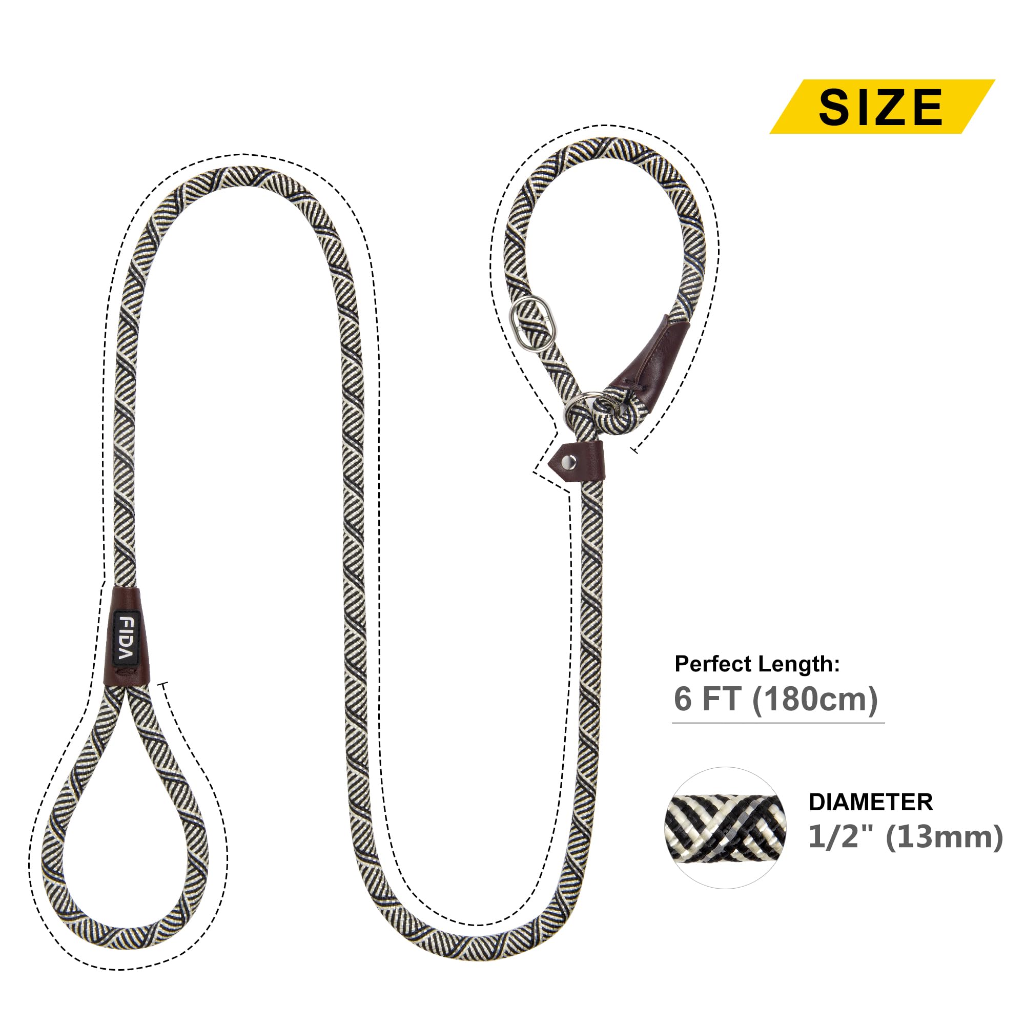 Foto 6 pulgar | Cuerda De Nailon Slip Lead Fida Durable De 1,8 M X 1,3 Cm Para Perro, Color Gris - Venta Internacional.