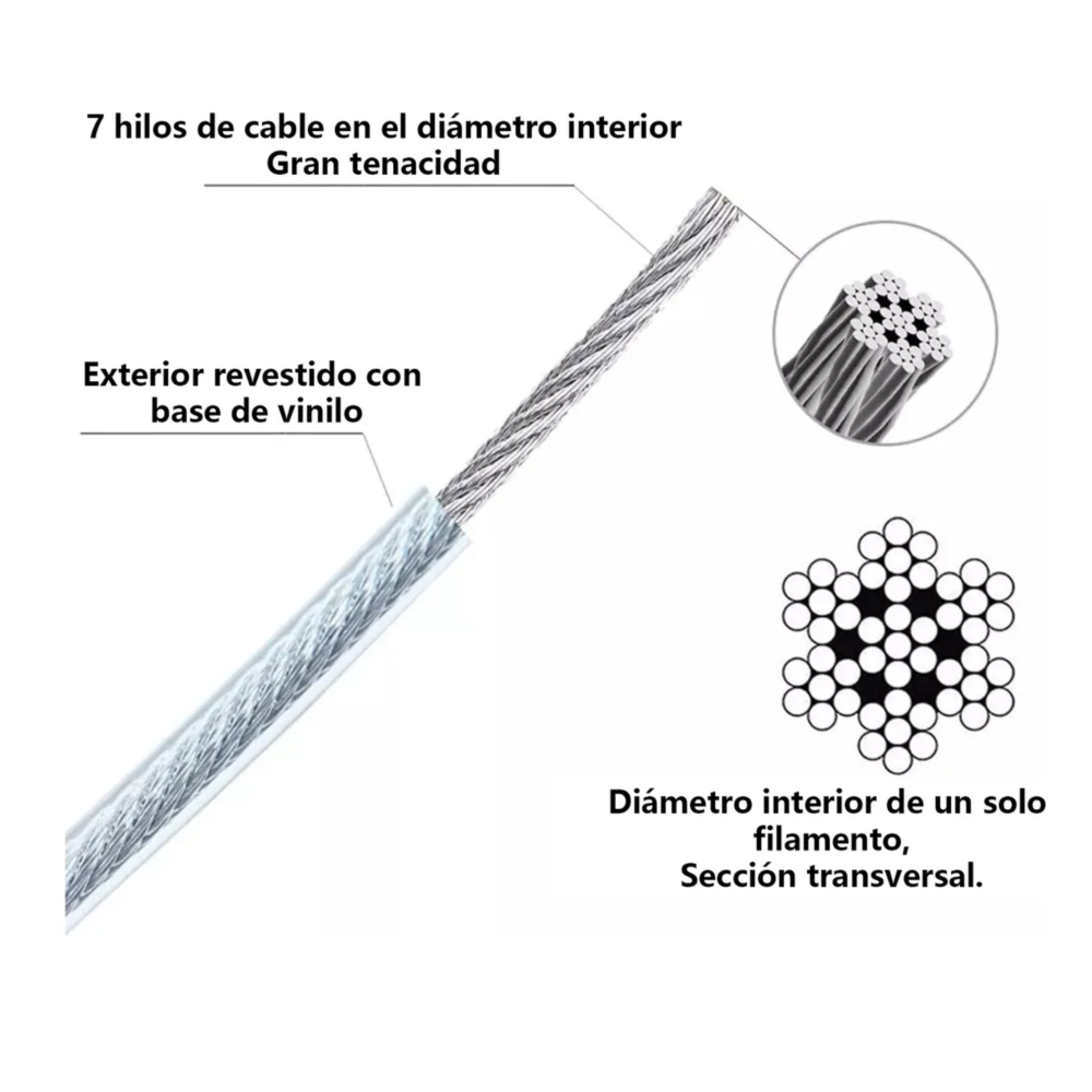 Foto 3 | Cable De Amarre Mascota Acero Belug  Plata