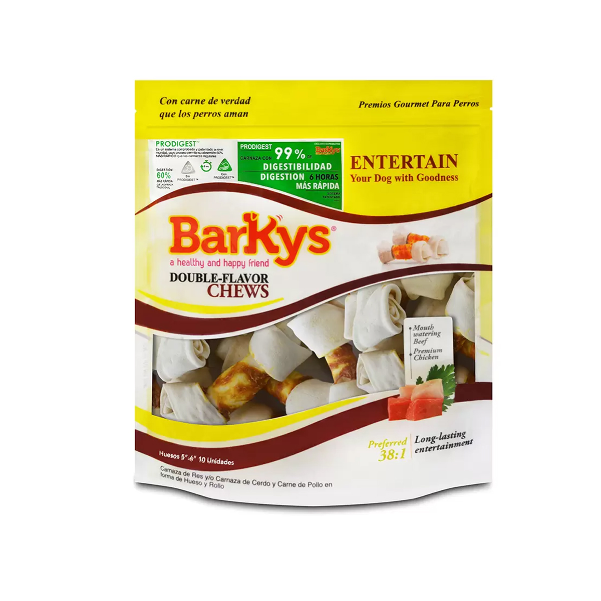 Foto 2 pulgar | Hueso De Carnaza De Res Y Pollo Barkys Premio Perros 10pz