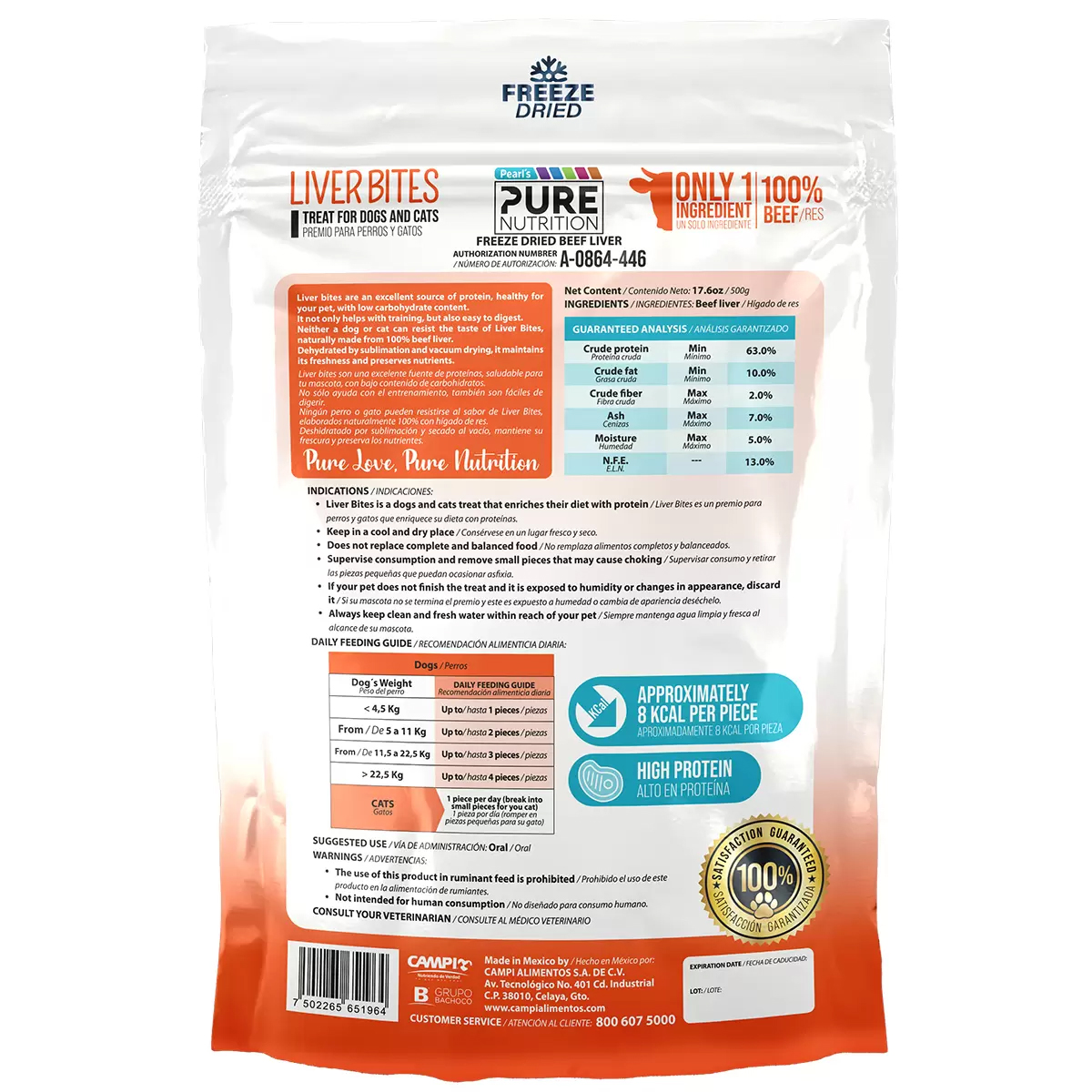 Foto 4 pulgar | Premio Para Mascotas Pure Nutrition Liver Bites 500gr