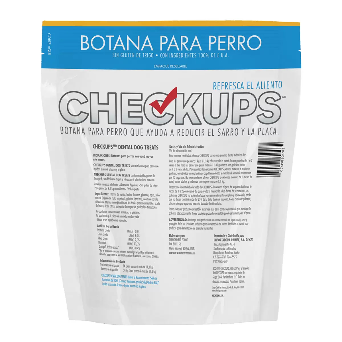 Foto 4 pulgar | Premios Para Perro Checkups Botana 24pz