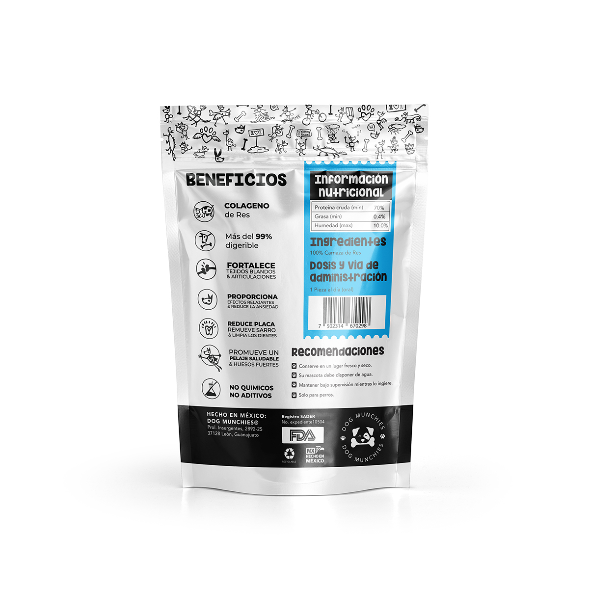 Foto 3 pulgar | Hueso De Carnaza Natural  Para Perro Dog Munchies 4-5'' (10-12cm) 18 Pza.