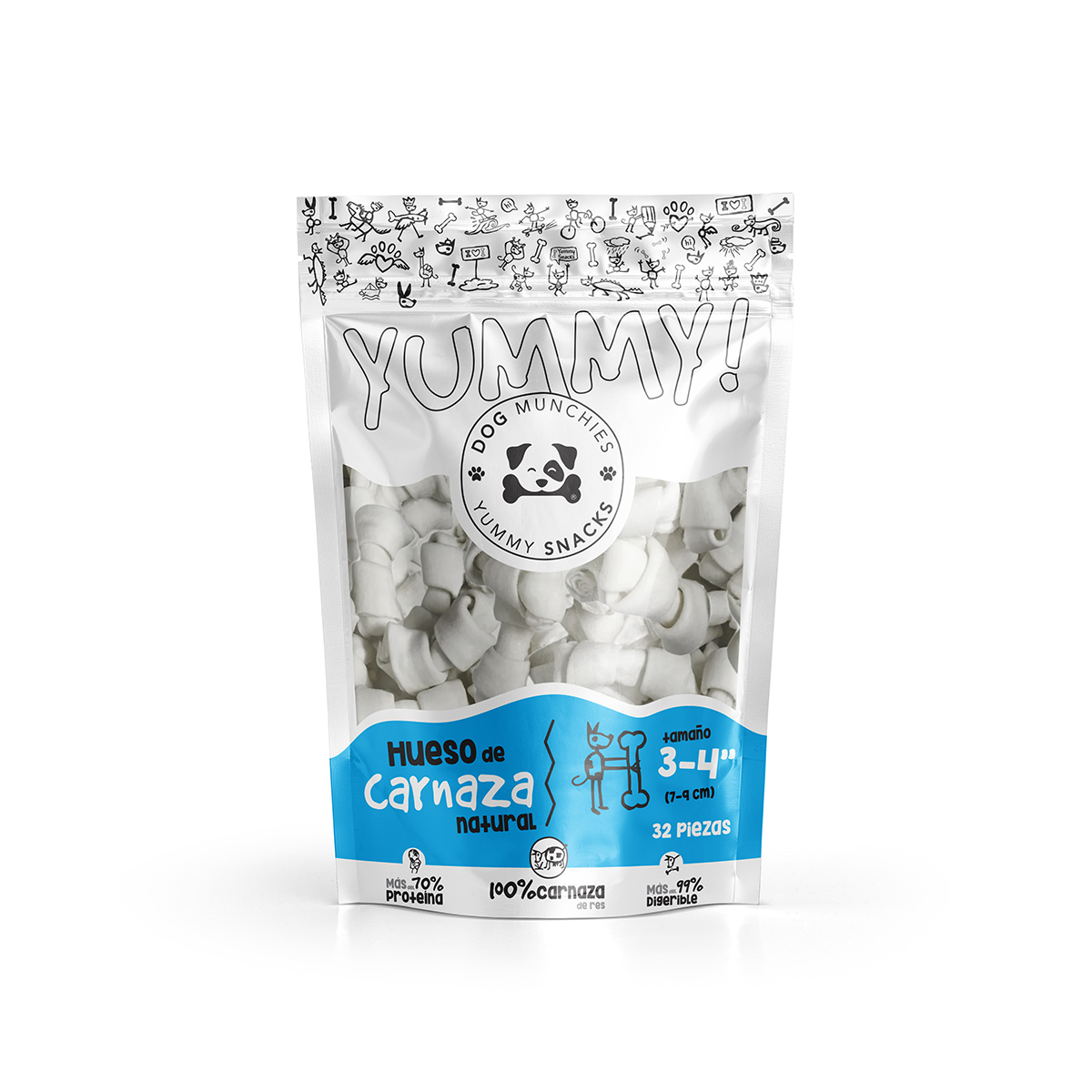 Hueso De Carnaza Natural  Para Perro Dog Munchies 3-4'' (7-9cm) 32 Pza.