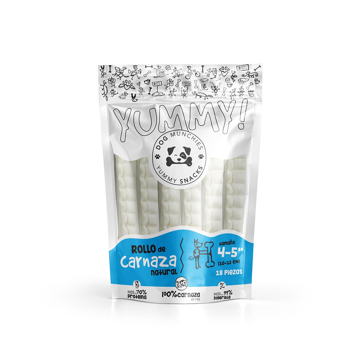 Rollo De Carnaza Natural Para Perro Dog Munchies 4-5'' (10-12cm) 18 Pza. $249