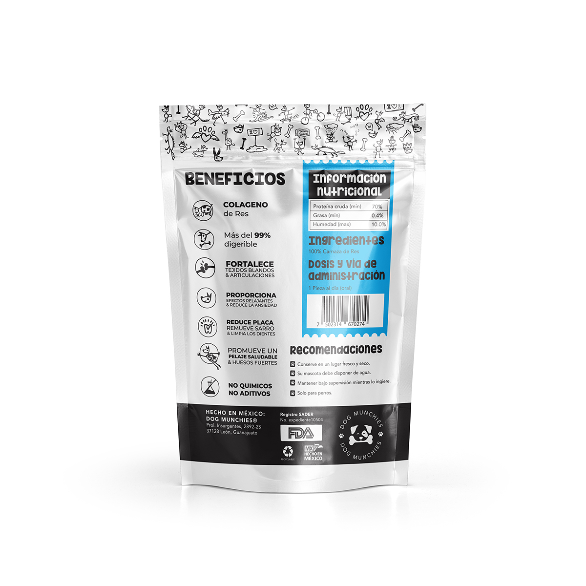 Foto 2 | Hueso De Carnaza Natural Para Perro Dog Munchies (5-7cm) 60 Pza.