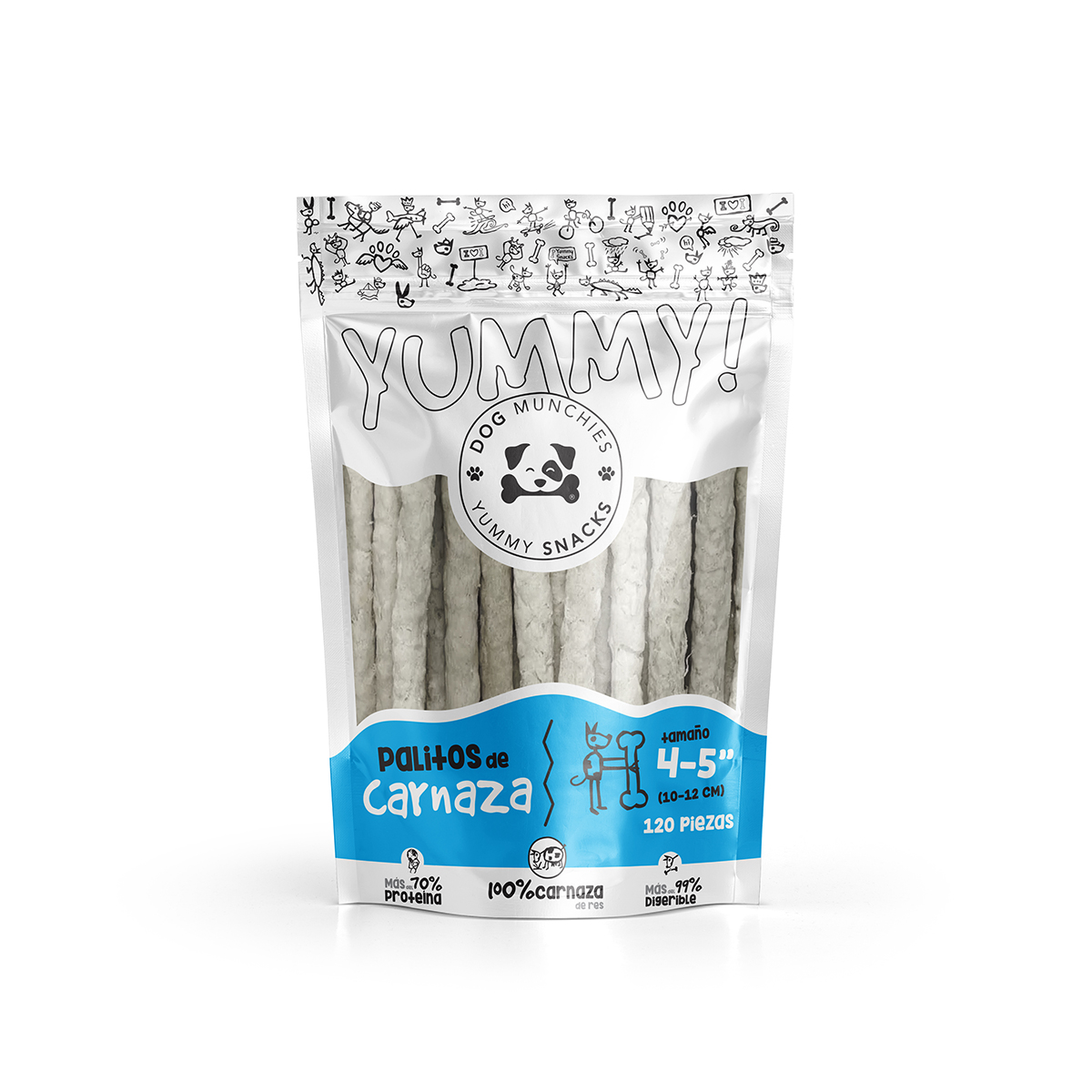 Palitos De Carnaza Natural Para Perro Dog Munchies 4-5'' (10-12cm) 120 Pza.