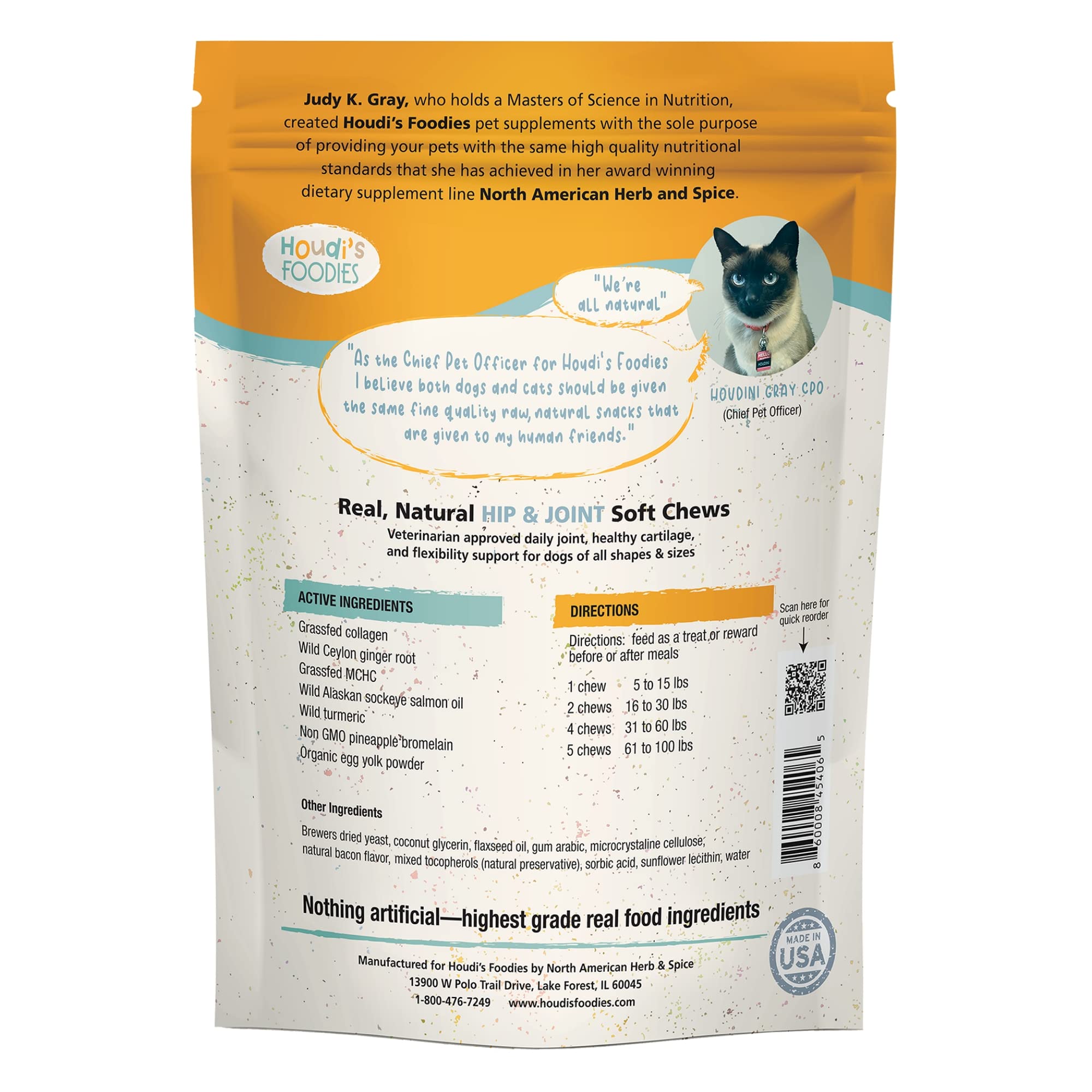 Foto 3 pulgar | Golosinas Para Perros North American Herb & Spice Houdi's Foodies Hip & Joint - Venta Internacional.