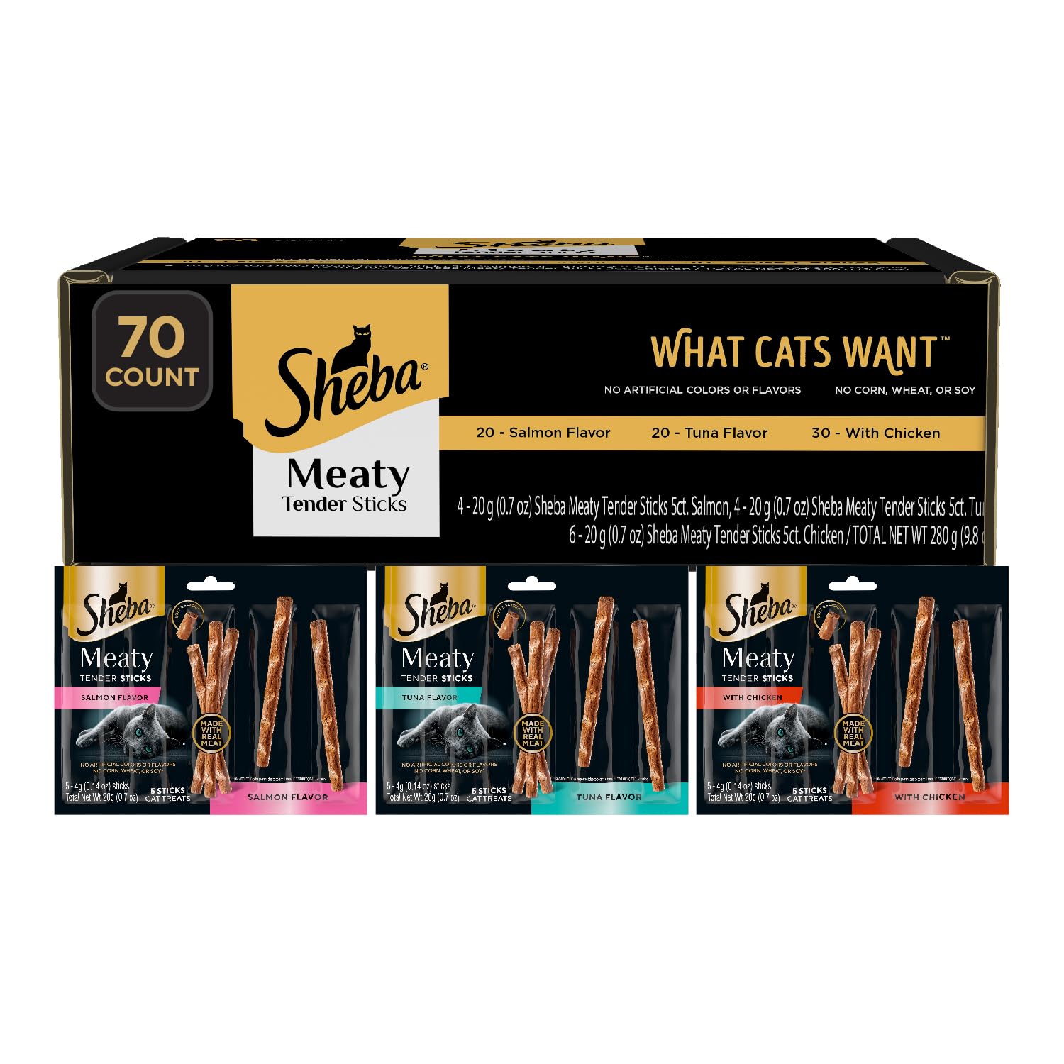 Foto 2 pulgar | Palitos Tiernos Y Carnosos De Sheba De Cat Treats Con Pollo  Atún Y Salmón - Venta Internacional.