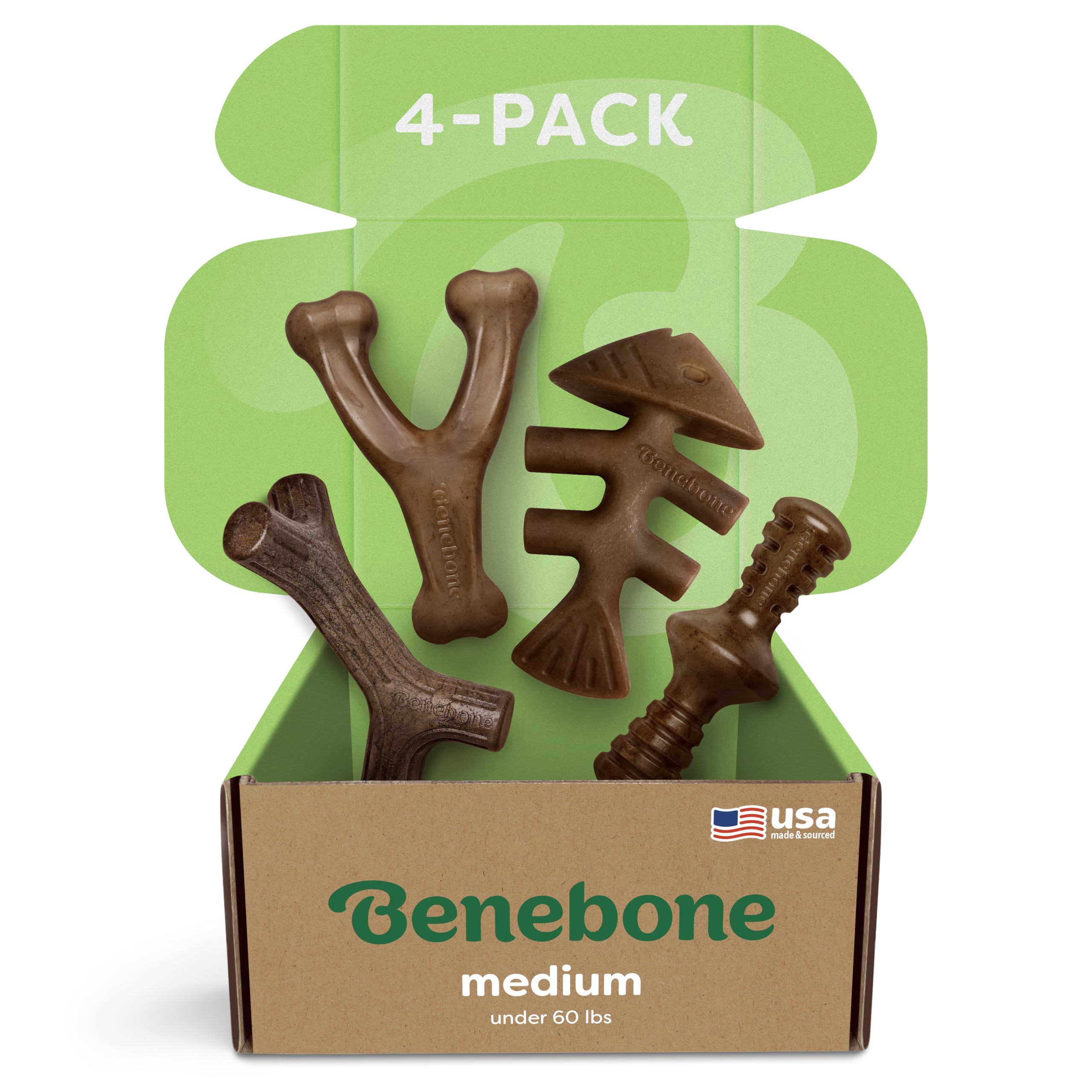 Foto 2 pulgar | Juguetes Masticables Para Perros Benebone, Tamaño Mediano, Paquete De 4 Para Masticadores Agresivos - Venta Internaci
