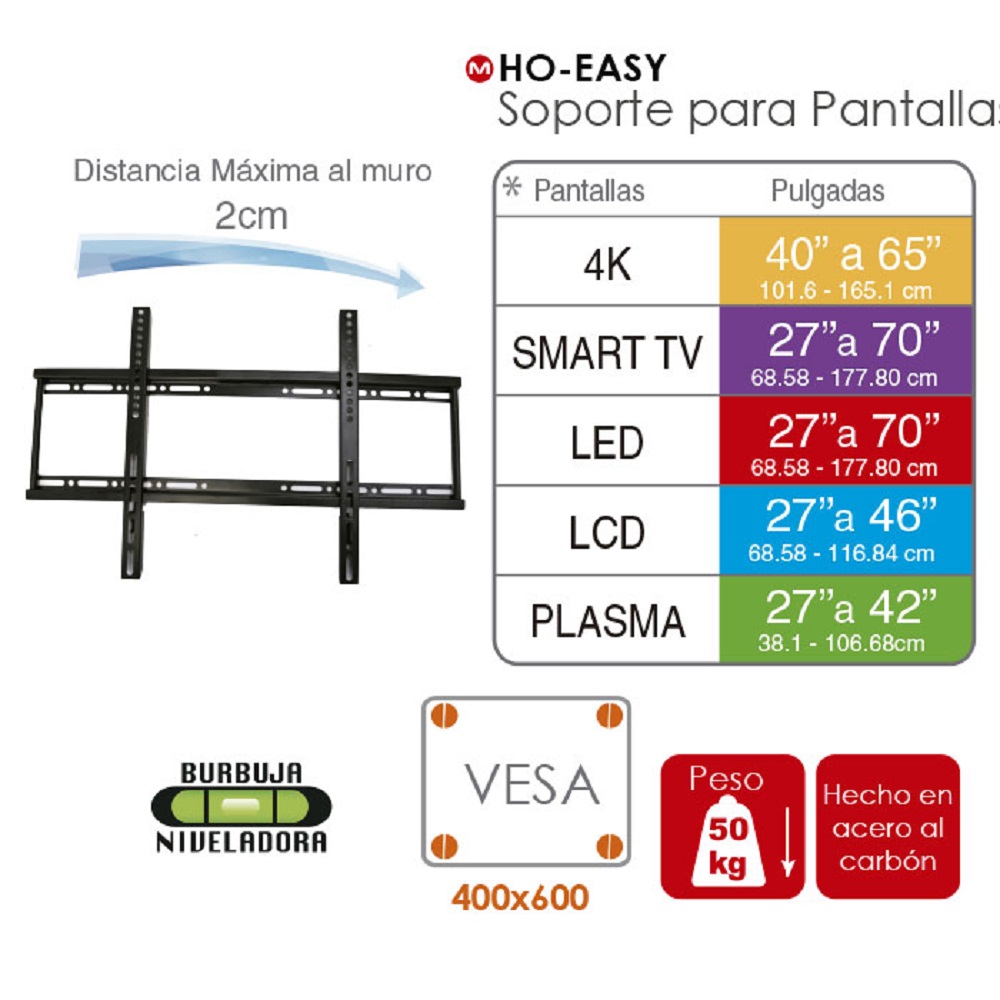 Foto 3 pulgar | Soporte Tv Master de 32 a 70 Pulgadas hasta 50 kg Acero