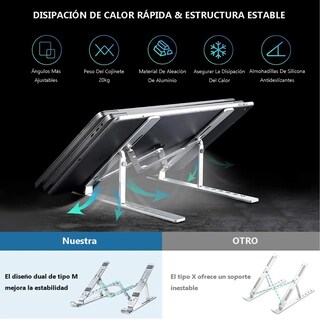 Foto 2 | Base Soporte Laptop Eo Safe Imports ESI-091 color Plata Plegable y Ajustable