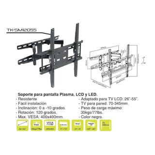 Foto 3 | Soporte para Pantalla Taika TK-SM12055 26"-55''