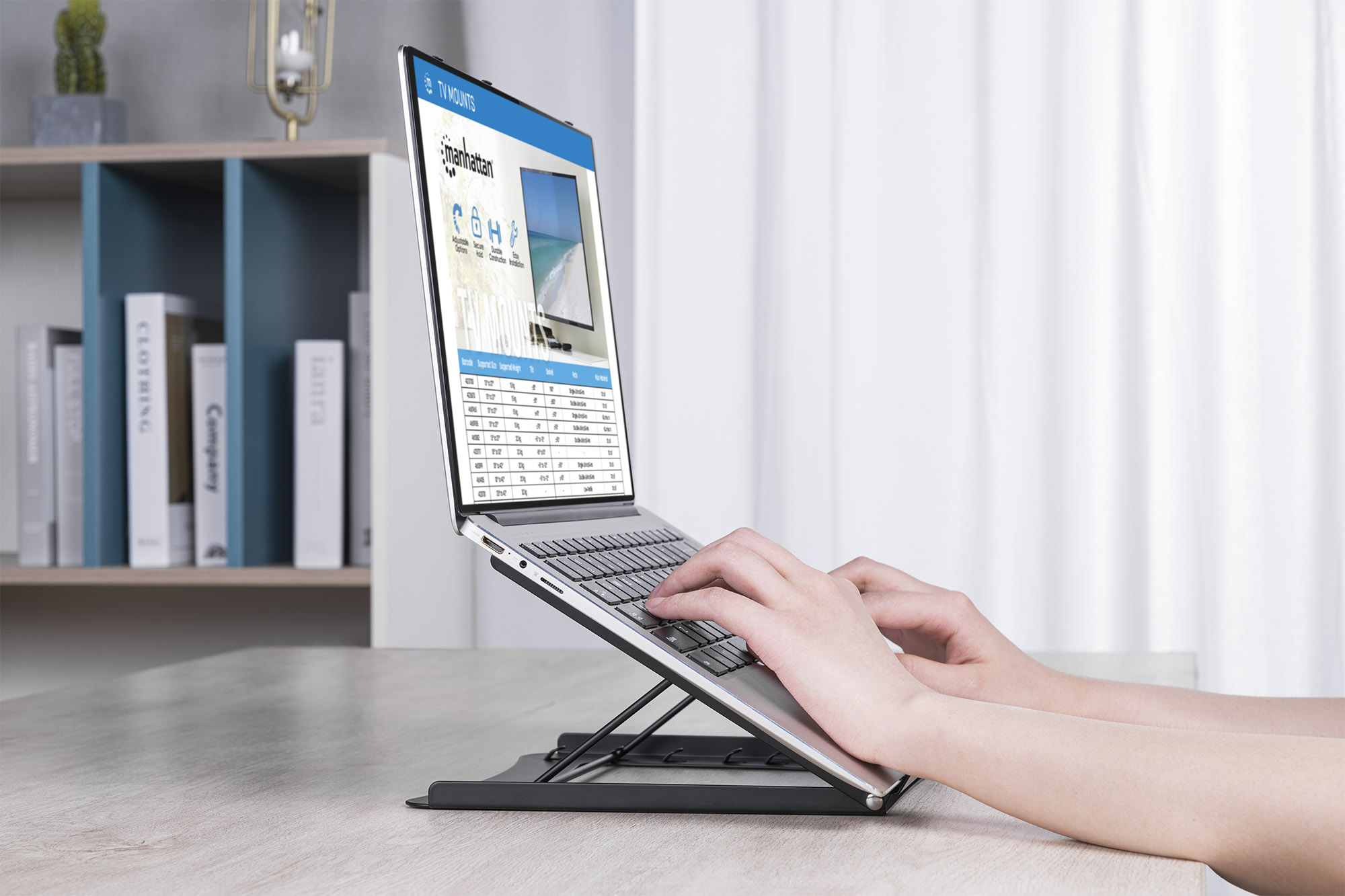 Foto 8 pulgar | Soporte Ajustable para Laptops Manhattan 462129 color Negro 5 kg Plegable