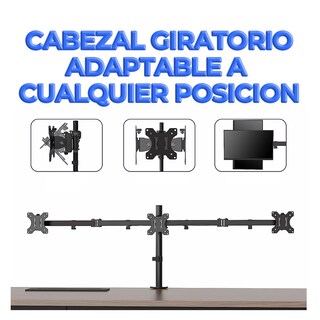 Foto 8 | Soporte Articulado para 3 Monitores de 14 a 32 " Elegate color Negro