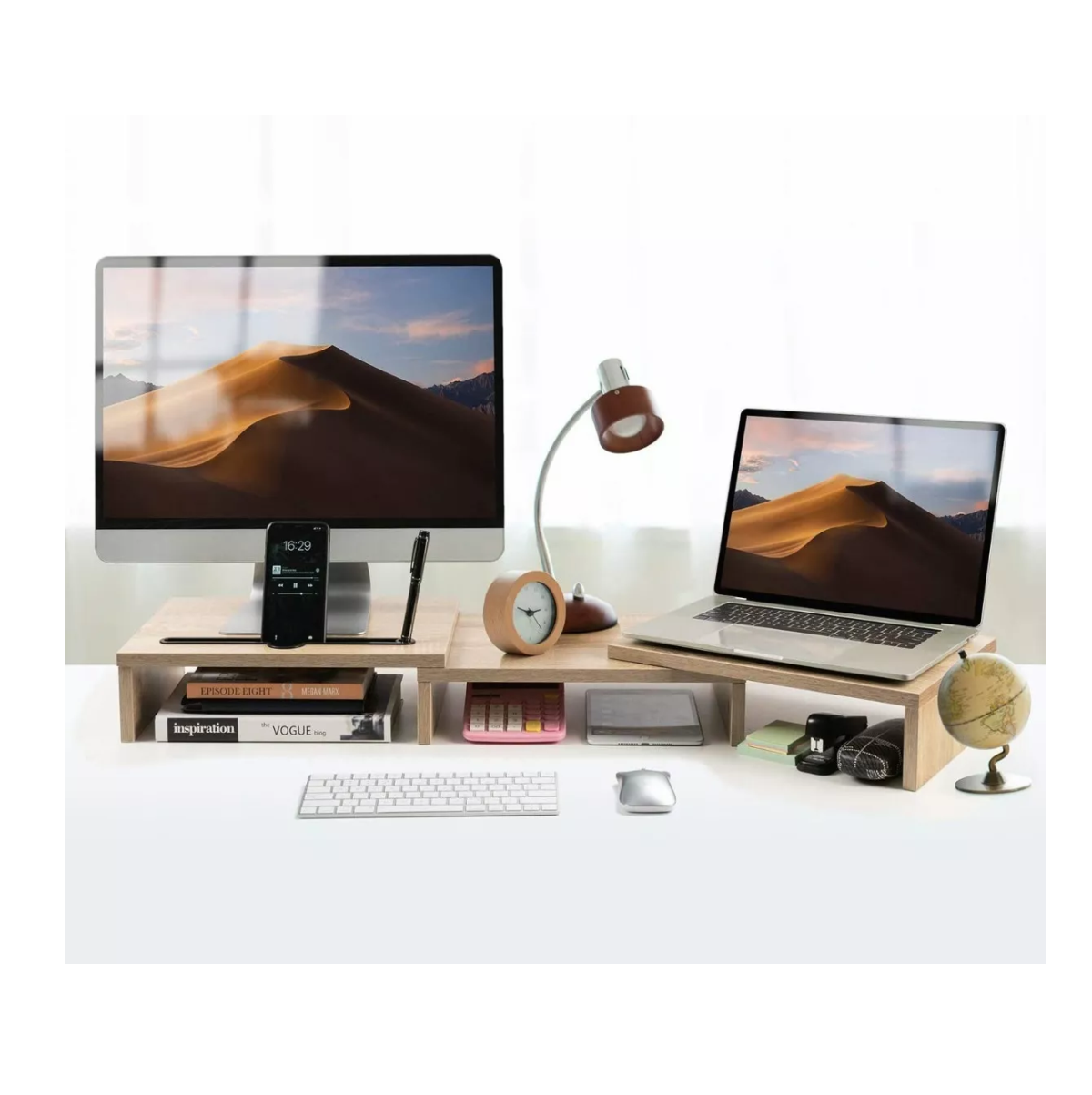 Foto 4 pulgar | Base de Monitor Marrón para Escritorio Doble Compatible con PC Portátil TV