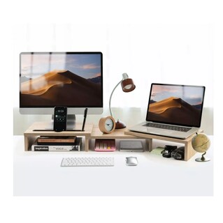 Foto 3 | Base de Monitor Marrón para Escritorio Doble Compatible con PC Portátil TV