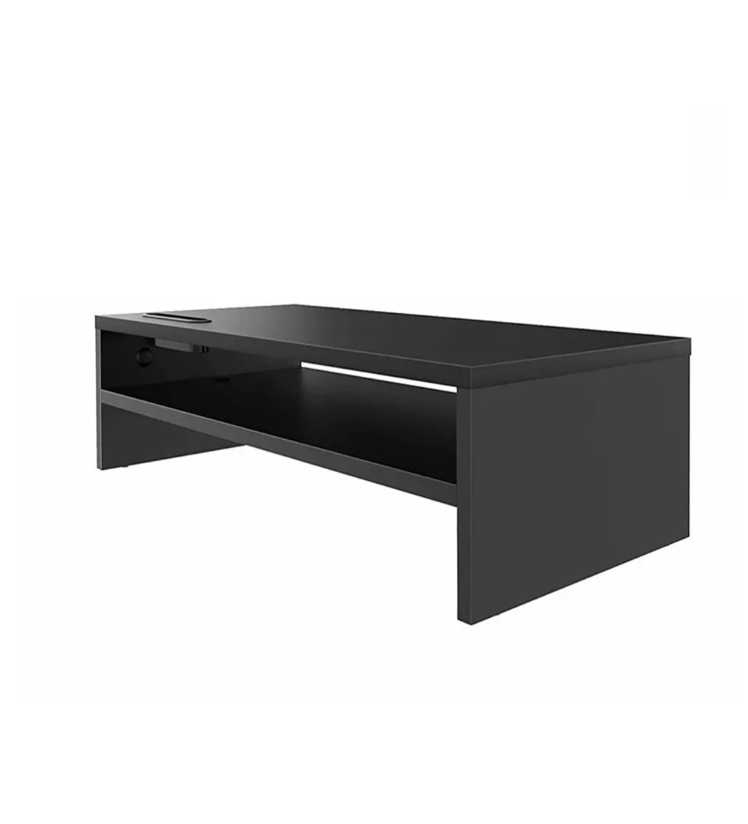 Soporte de Monitor de Escritorio de Madera Negro de 2 Niveles