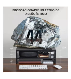 Foto 2 | Soporte de Monitor de Escritorio de Madera Negro de 2 Niveles
