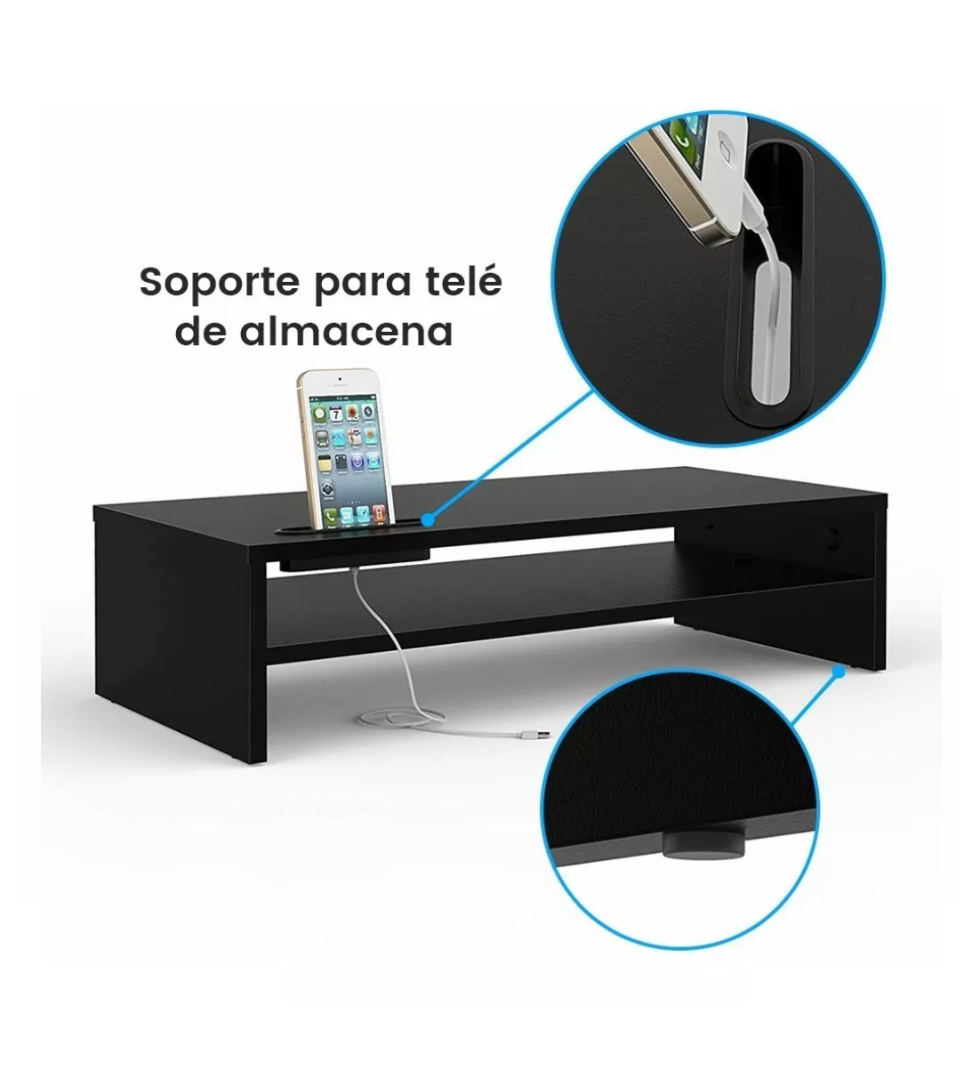 Foto 4 | Soporte de Monitor de Escritorio de Madera Negro de 2 Niveles