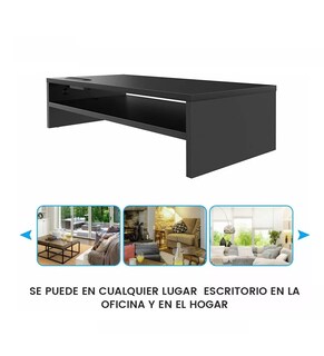 Foto 5 | Soporte de Monitor de Escritorio de Madera Negro de 2 Niveles